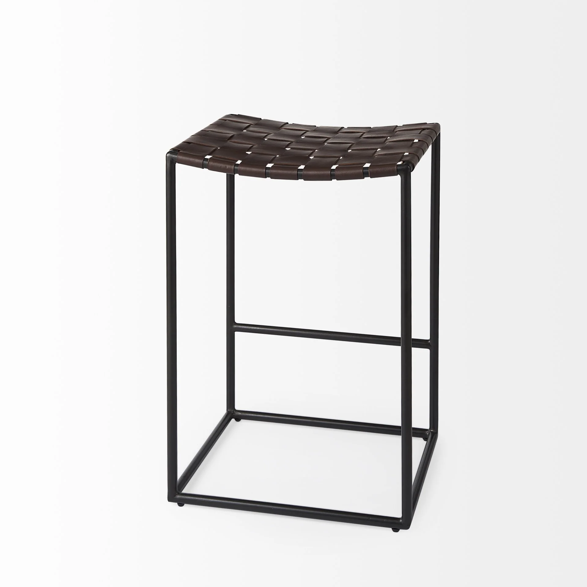 Dark Brown Woven Leather Counter Stool By Homeroots - Image 5