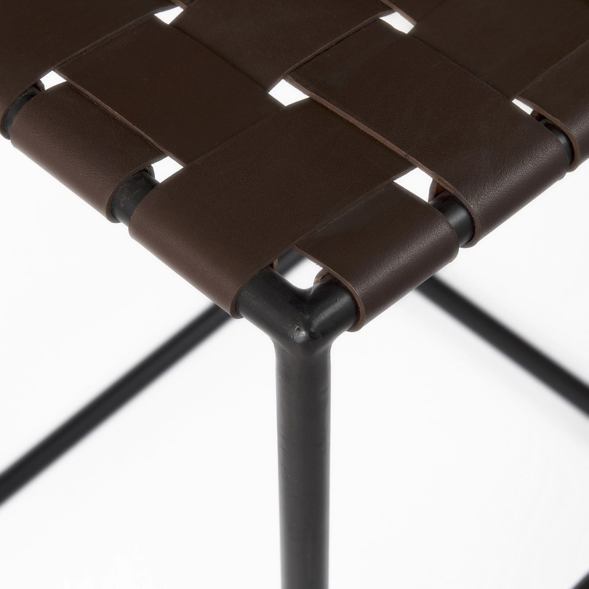 Dark Brown Woven Leather Counter Stool By Homeroots - Image 6