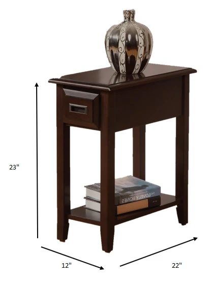 Dark Cherry Wooden Side Table By Homeroots - Image 3