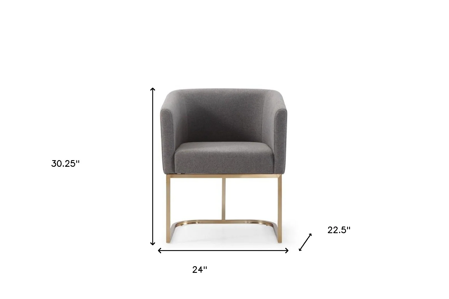 Dark Gray And Antiqued Brass Upholstered Fabric Dining Arm Chair By Homeroots - Image 2