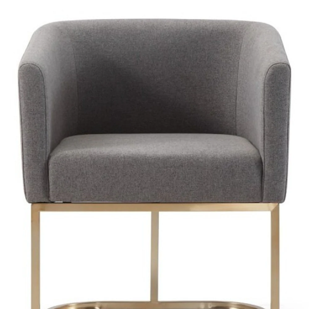 Dark Gray And Antiqued Brass Upholstered Fabric Dining Arm Chair By Homeroots - Image 5
