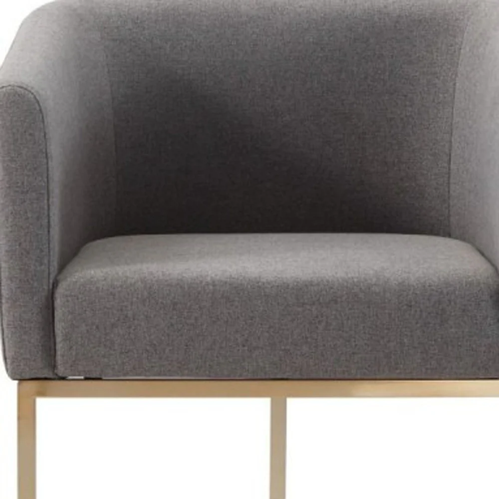 Dark Gray And Antiqued Brass Upholstered Fabric Dining Arm Chair By Homeroots - Image 7
