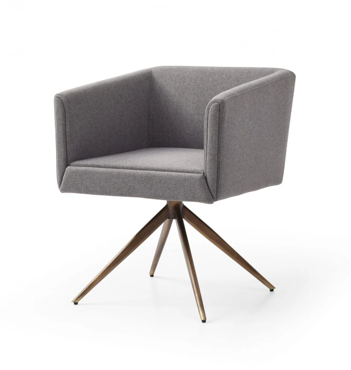 Dark Gray And Brass Upholstered Fabric Dining Arm Chair By Homeroots - Image 3