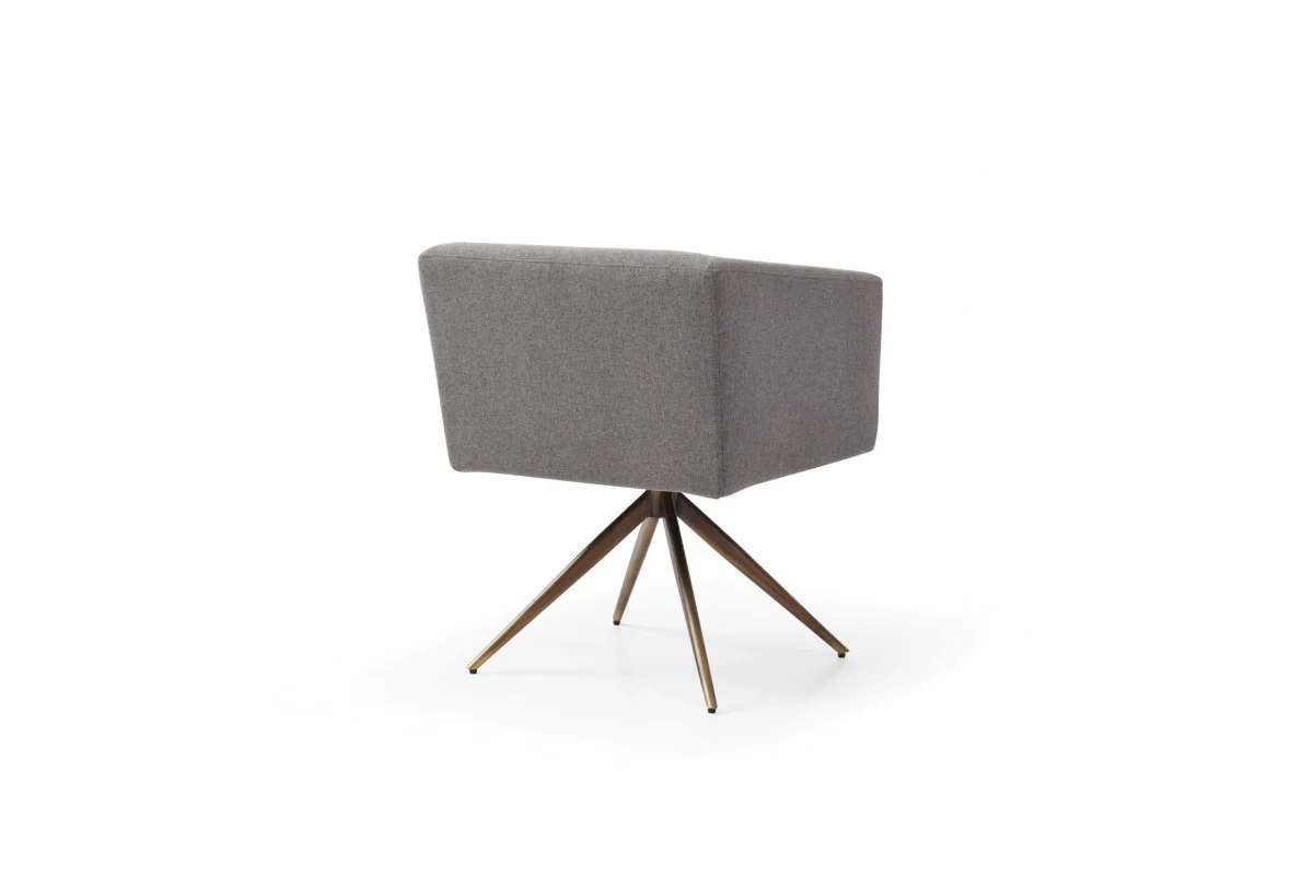 Dark Gray And Brass Upholstered Fabric Dining Arm Chair By Homeroots - Image 4