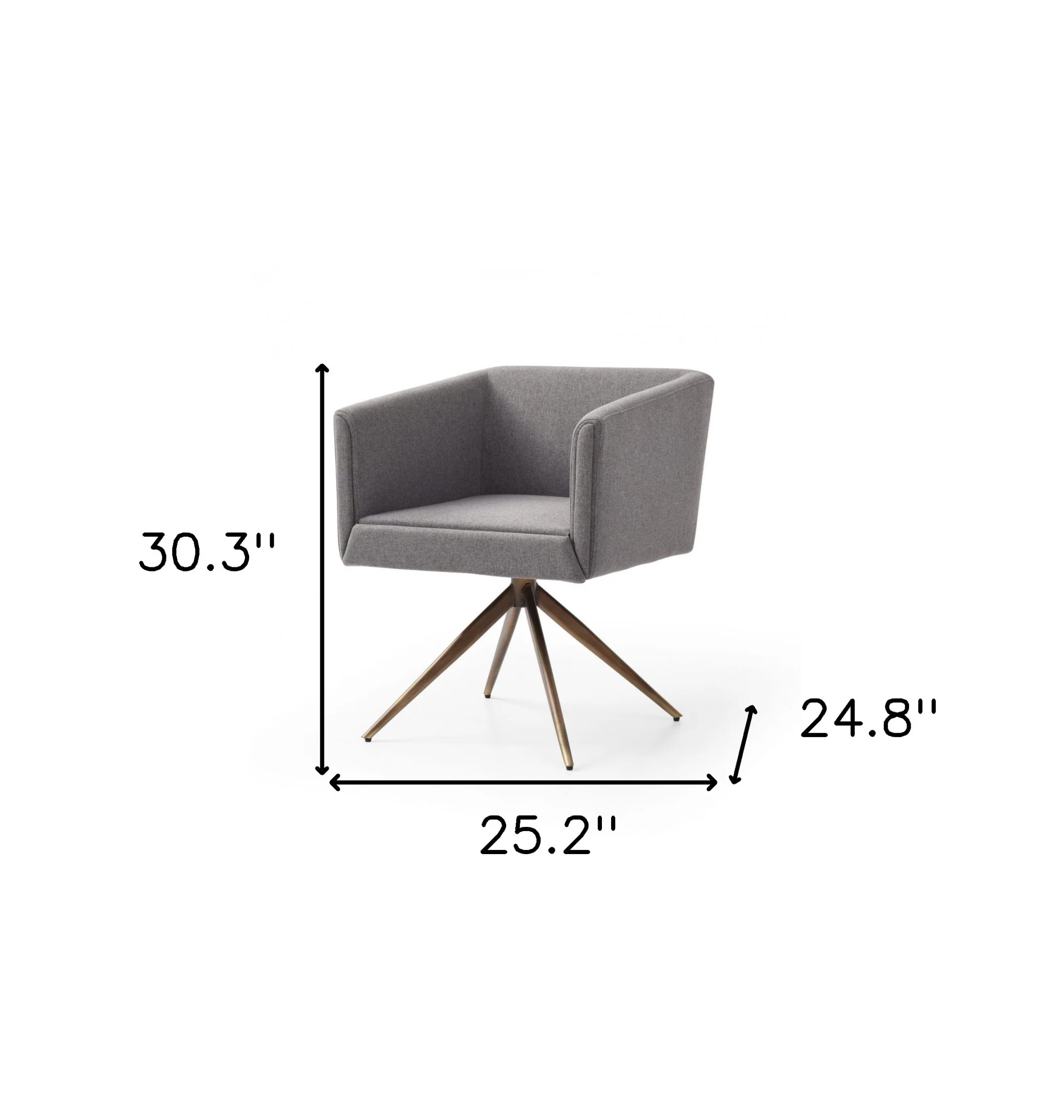 Dark Gray And Brass Upholstered Fabric Dining Arm Chair By Homeroots - Image 8