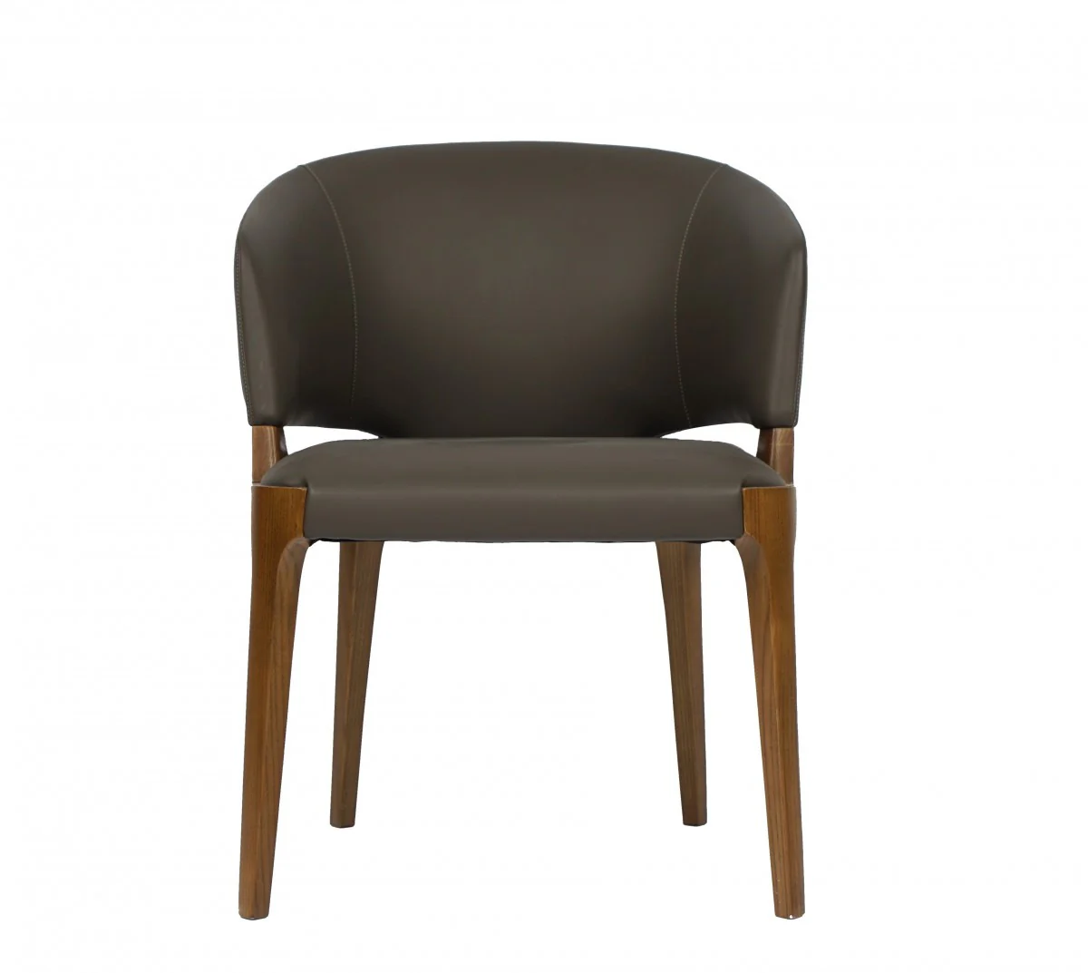 Dark Gray And Brown Upholstered Faux Leather Wing Back Dining Arm Chair By Homeroots - Image 2