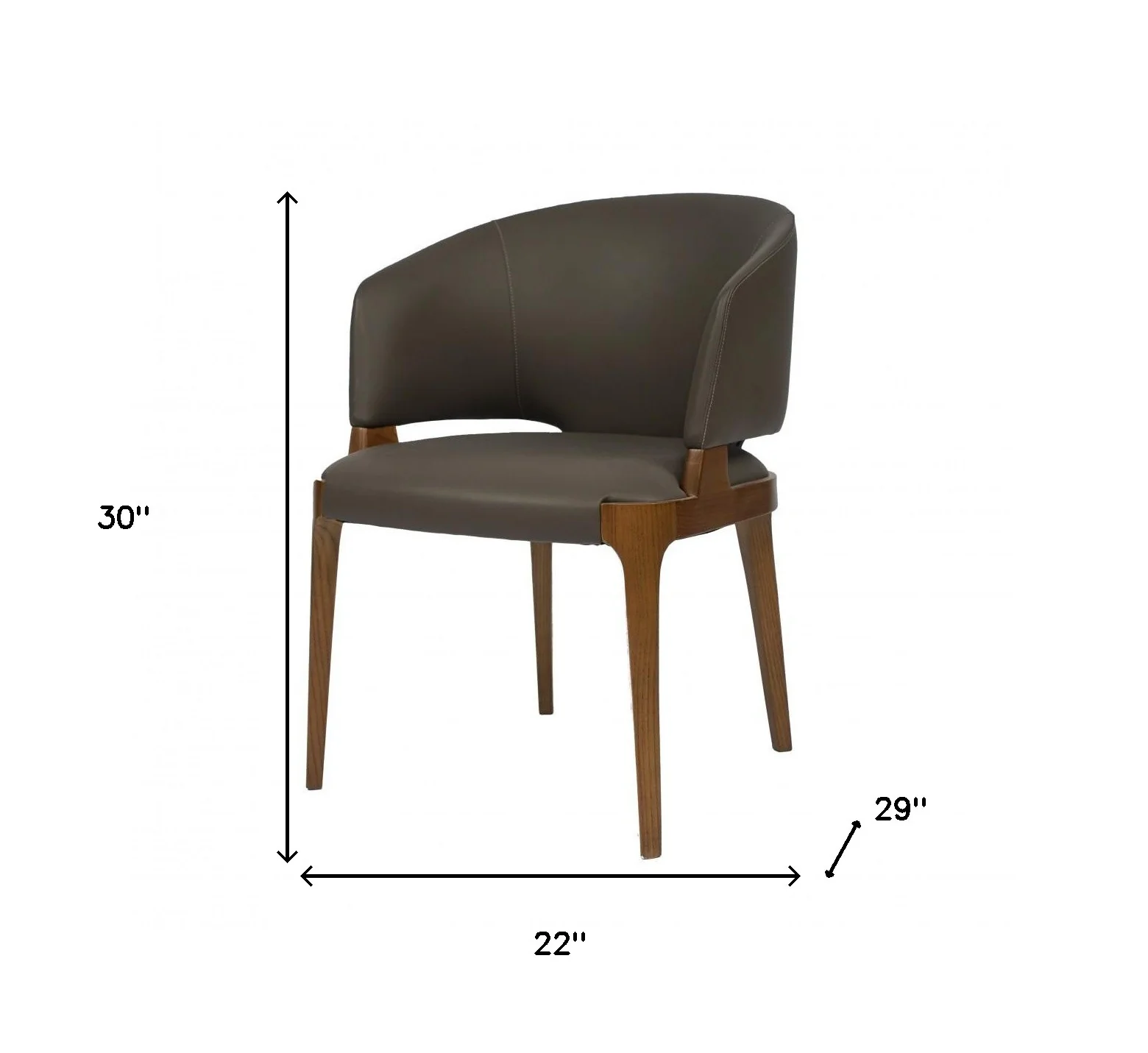 Dark Gray And Brown Upholstered Faux Leather Wing Back Dining Arm Chair By Homeroots - Image 5