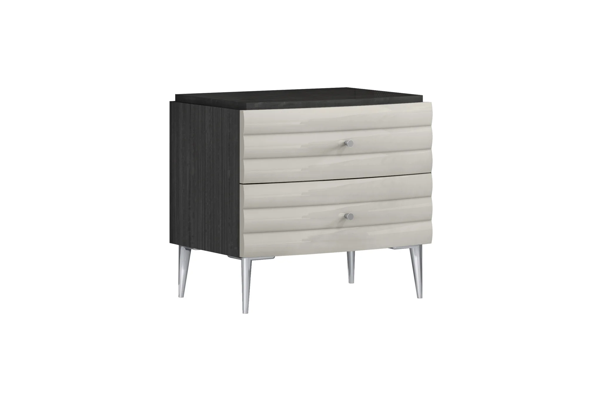 Dark Gray And Ivory Light Gray Two Drawer Nightstand By Homeroots - Image 6