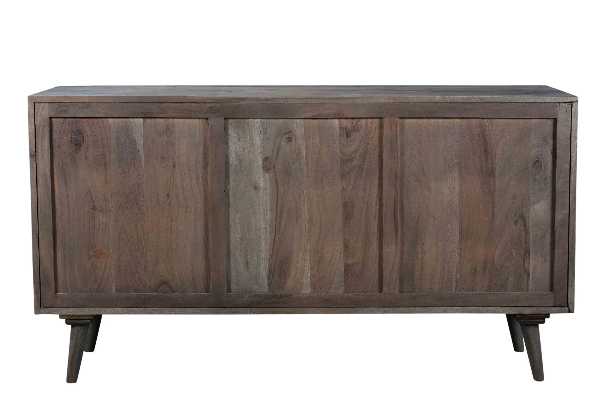Dark Gray Carved Geometric Distressed Solid Wood Enclosed and Open Storage TV Stand By Homeroots - Image 5