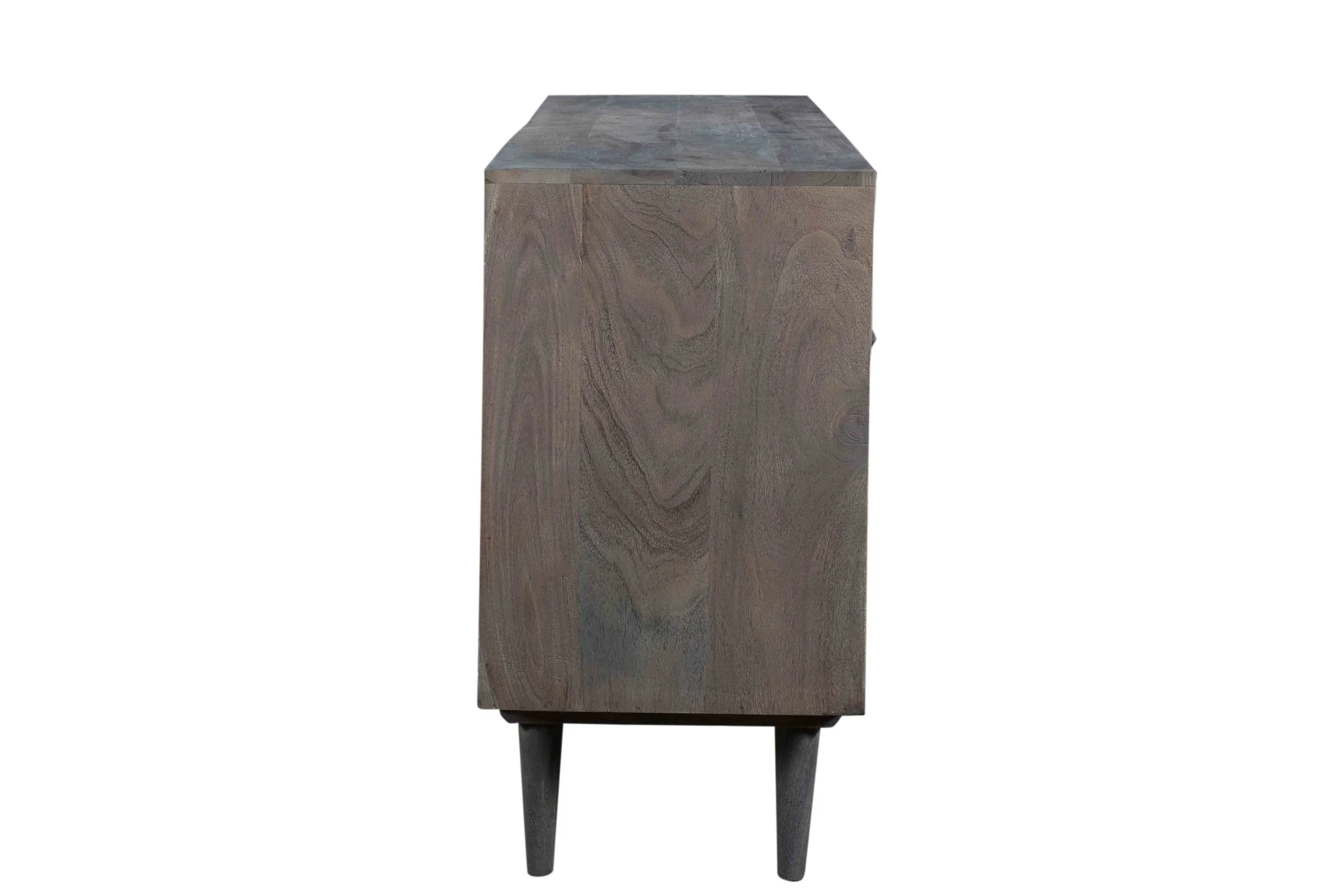 Dark Gray Carved Geometric Distressed Solid Wood Enclosed and Open Storage TV Stand By Homeroots - Image 6