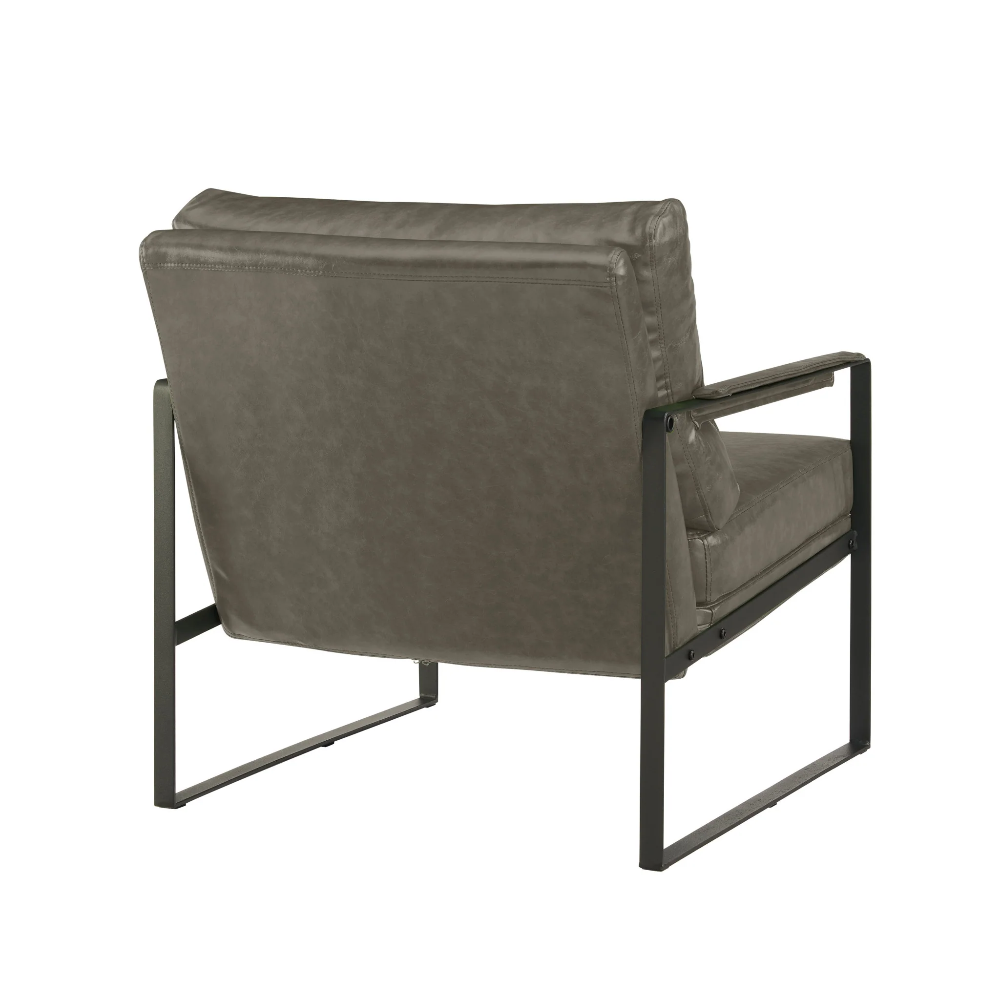 Dark Gray Faux Leather And Black Arm Chair By Homeroots - Image 3