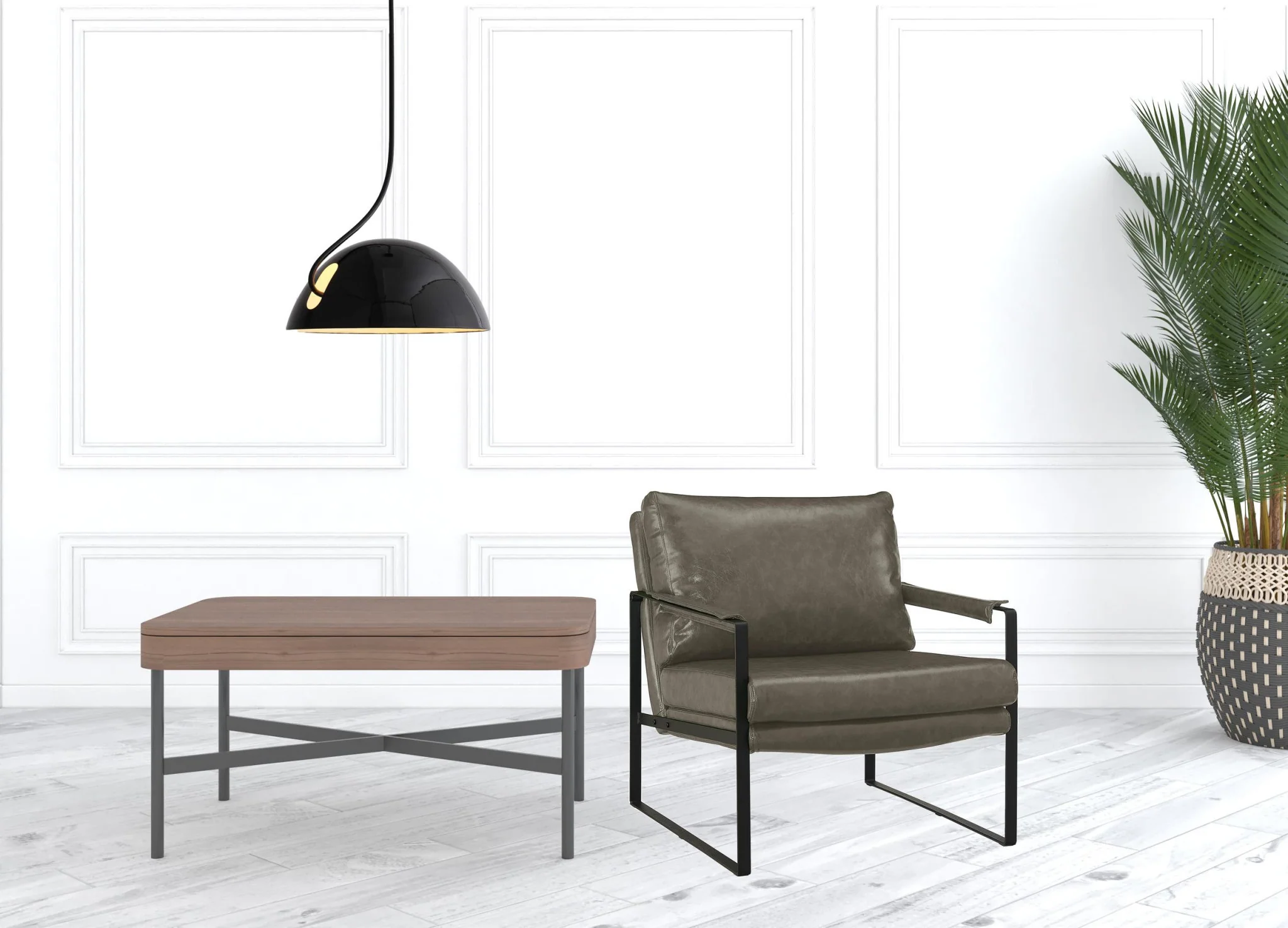 Dark Gray Faux Leather And Black Arm Chair By Homeroots - Image 4