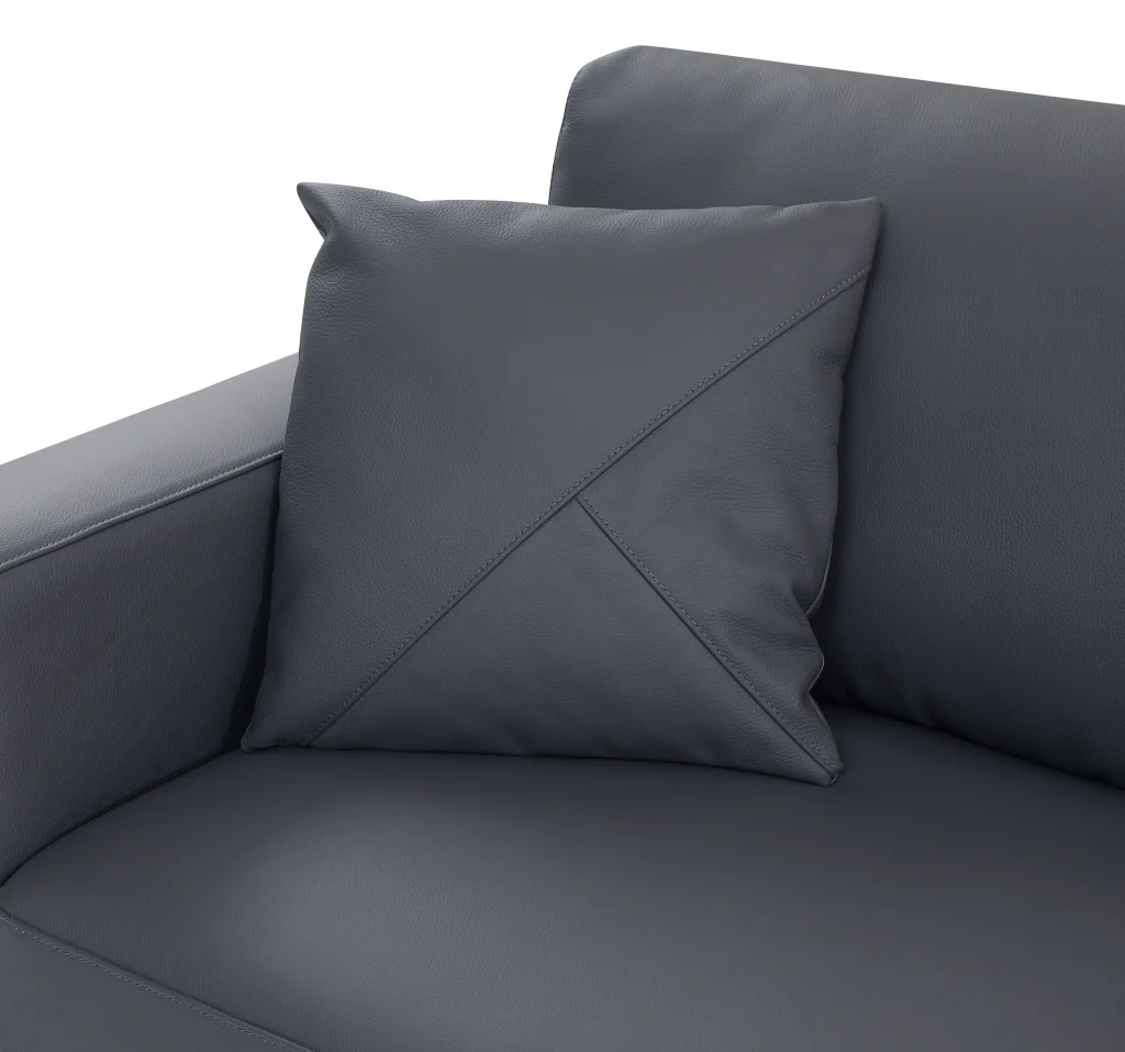 Dark Gray Italian Leather Modular L Shaped Two Piece Corner Sectional By Homeroots - Image 4