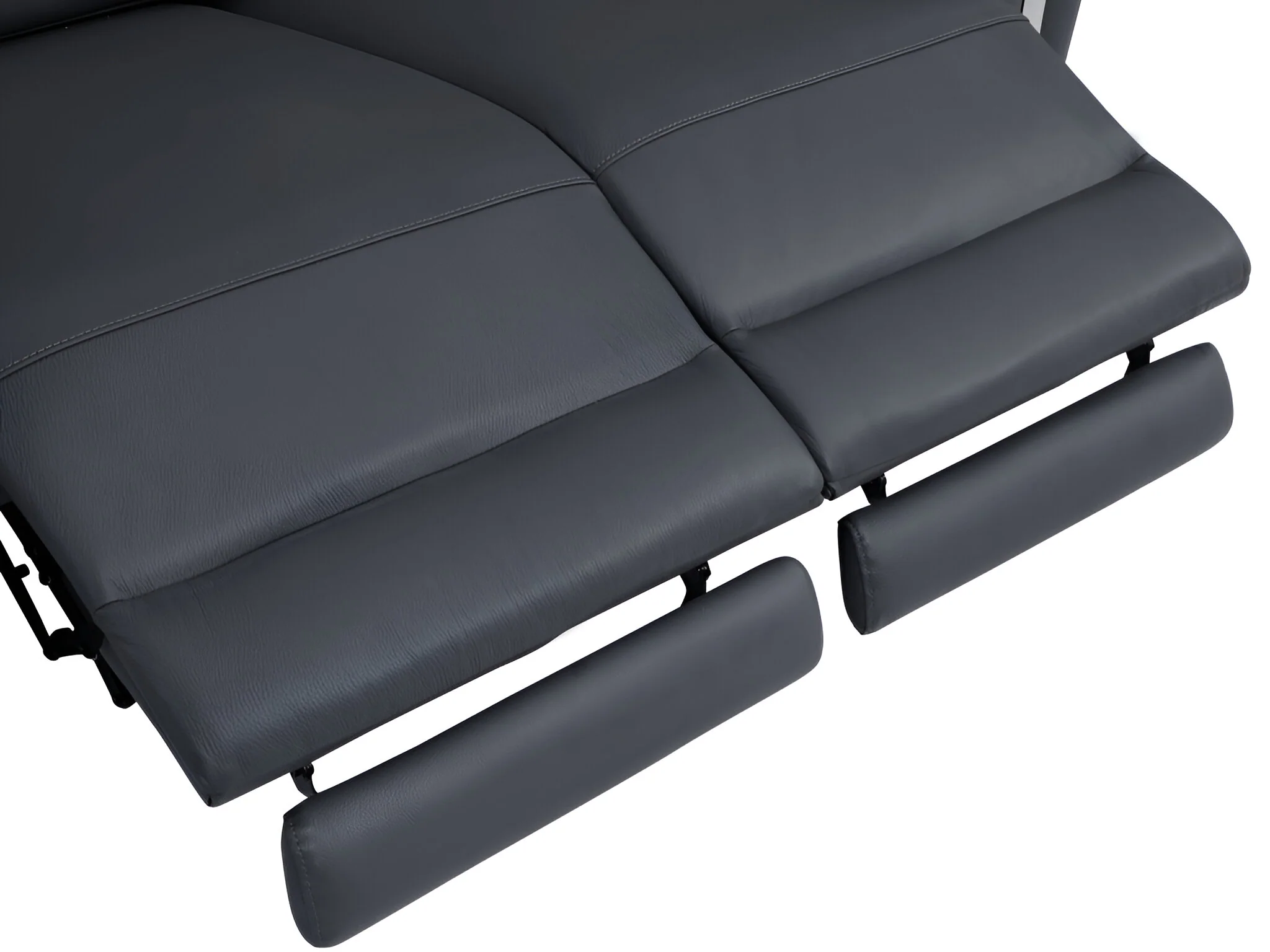 Dark Gray Italian Leather USB Reclining Sofa With Silver Legs By Homeroots - Image 5