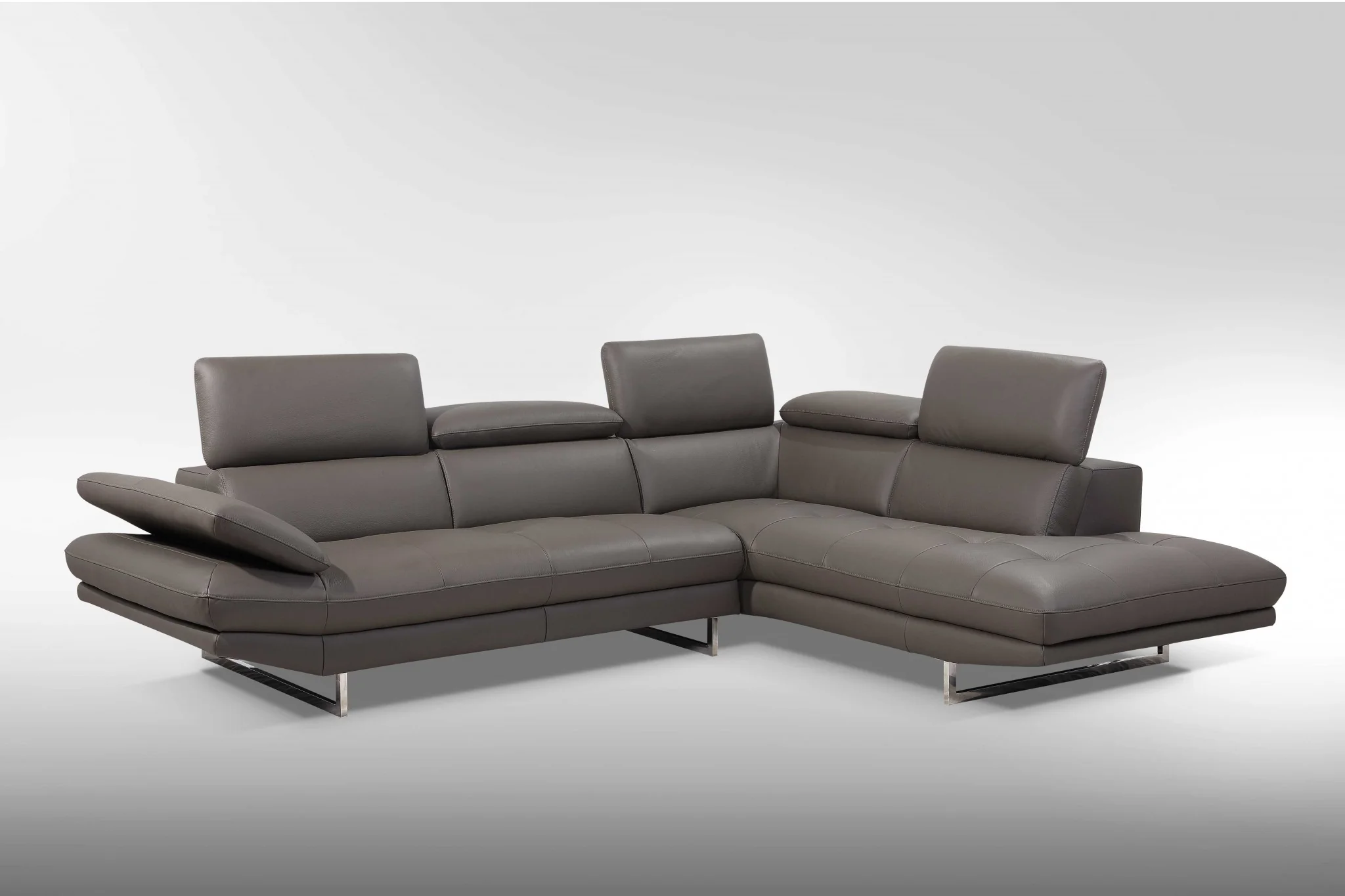 Dark Gray Leather Sectional and Chaise By Homeroots - Image 4