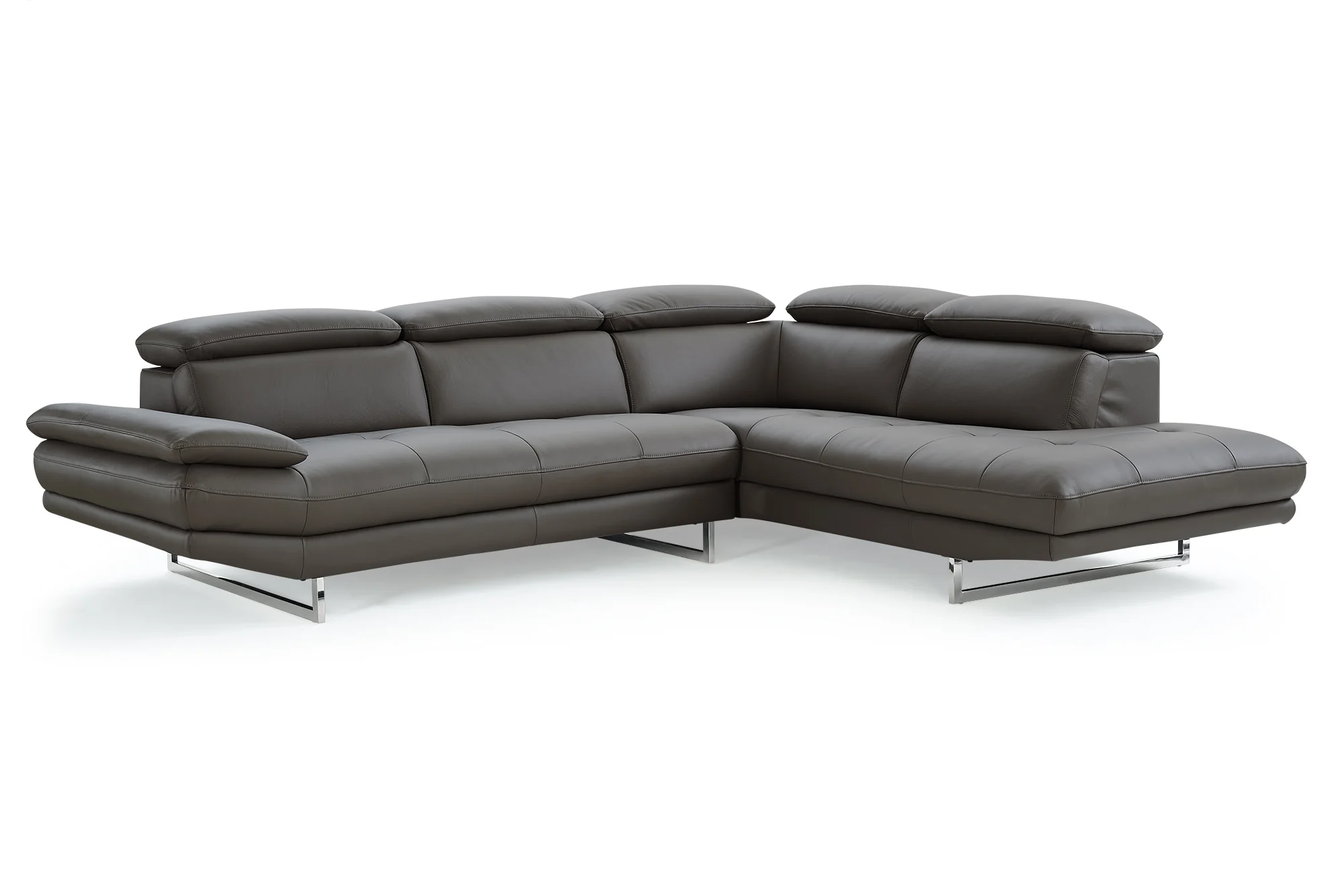 Dark Gray Leather Sectional and Chaise By Homeroots - Image 6