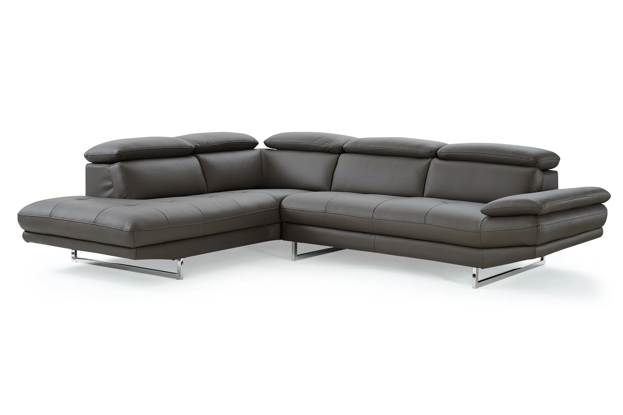 Dark Gray Leather Sectional By Homeroots - Image 2