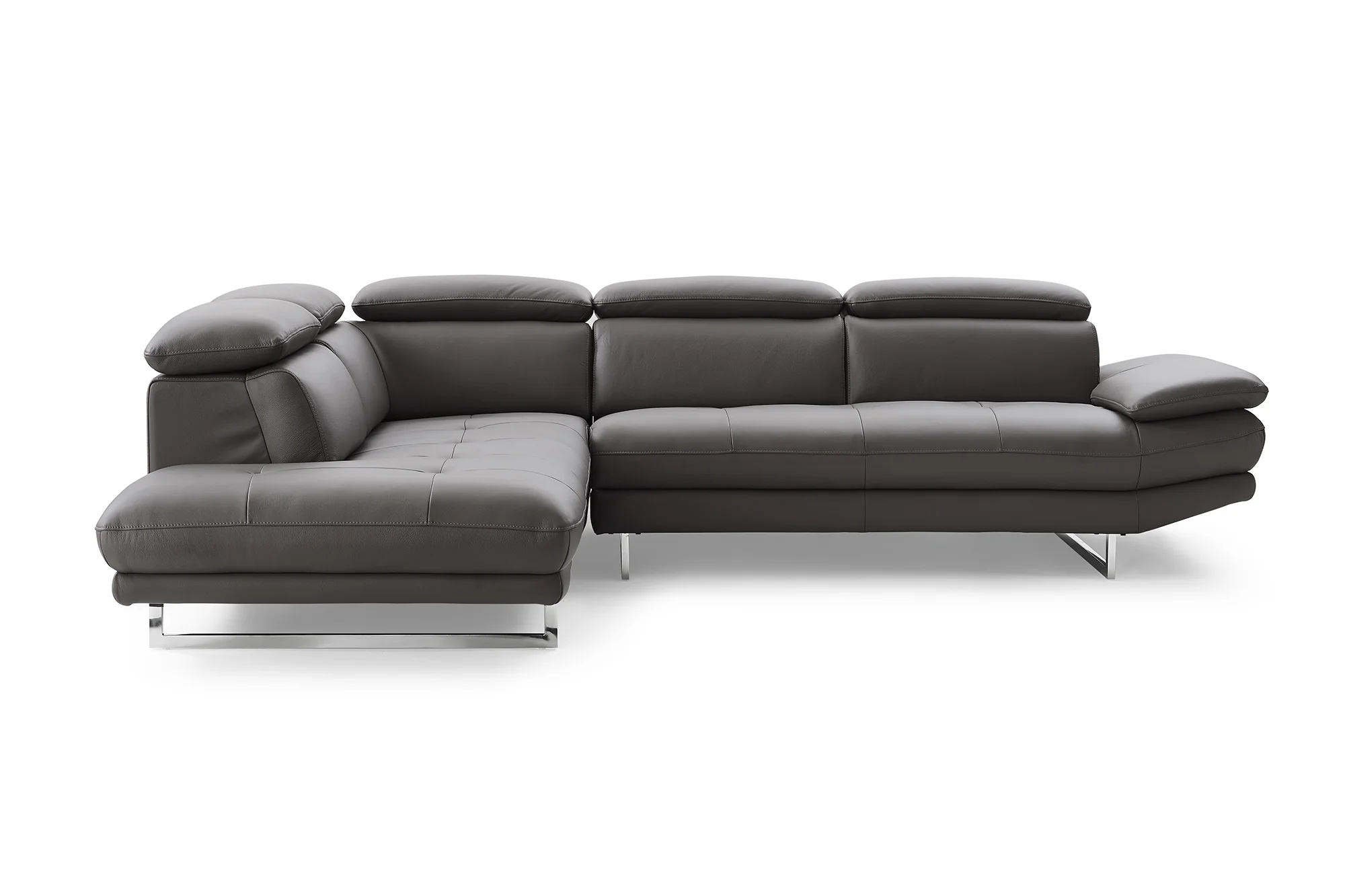 Dark Gray Leather Sectional By Homeroots - Image 3