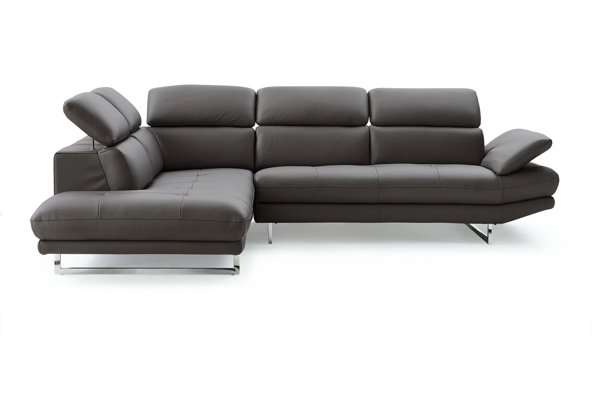 Dark Gray Leather Sectional By Homeroots - Image 5