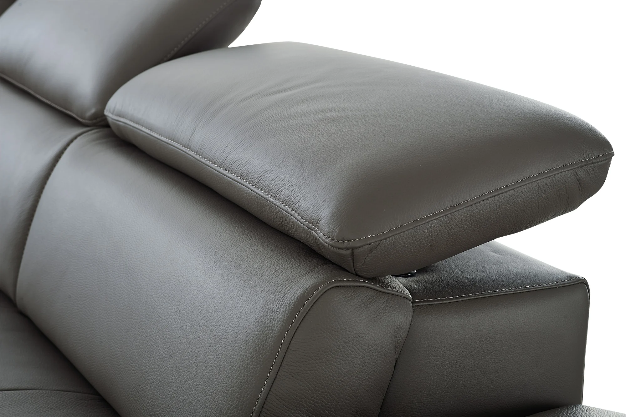 Dark Gray Leather Sectional By Homeroots - Image 6