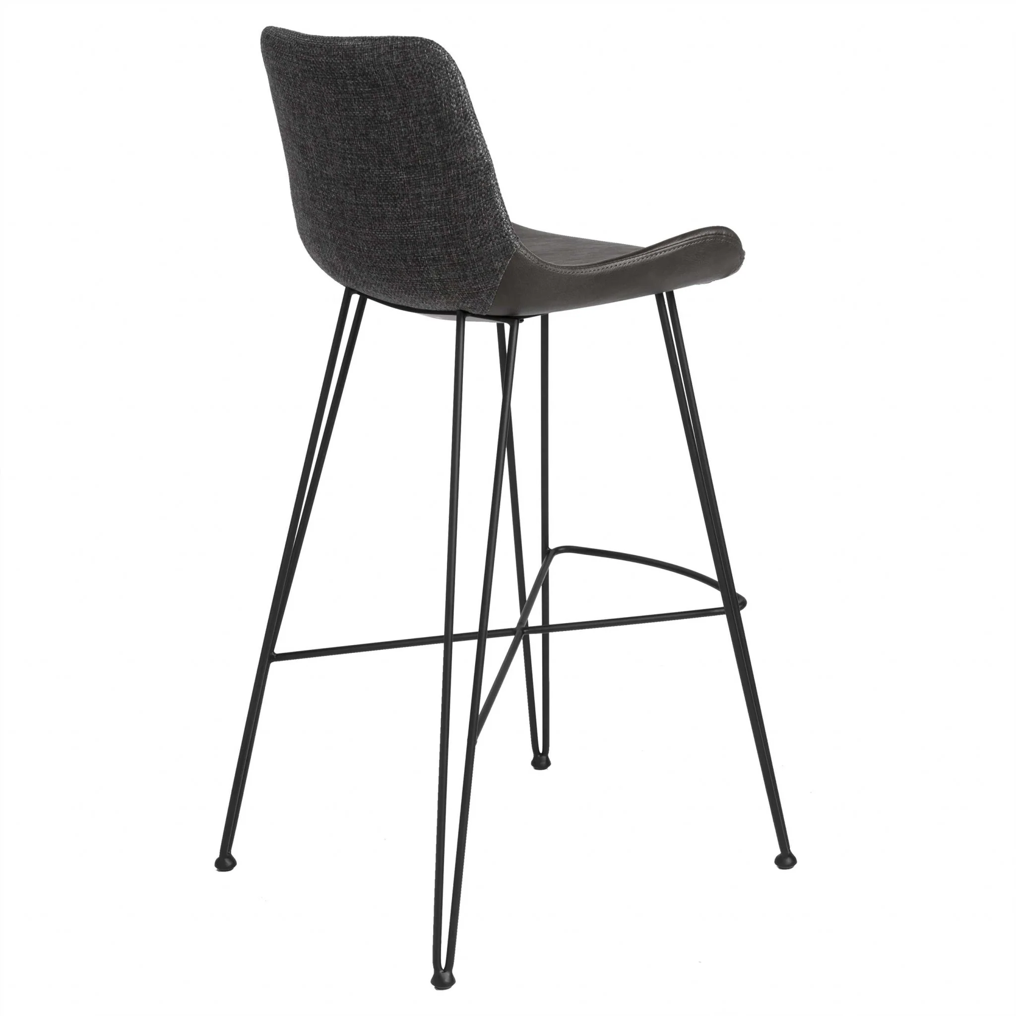 Dark Gray Leatherette Bar Stool with Matte Black Legs By Homeroots - Image 3