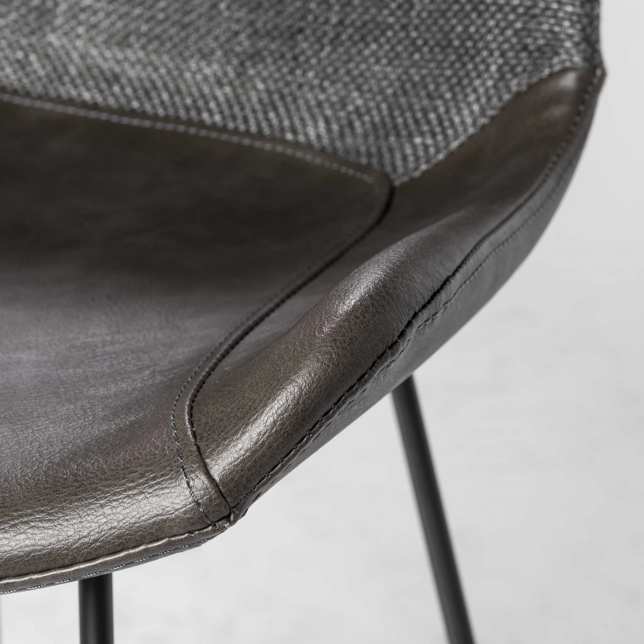 Dark Gray Leatherette Bar Stool with Matte Black Legs By Homeroots - Image 5