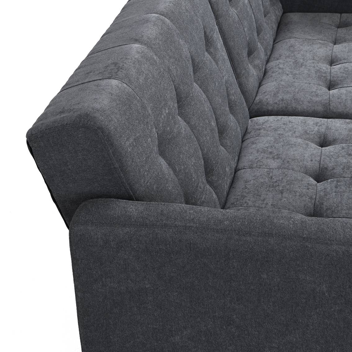 Dark Gray Linen Sleeper Sofa With Silver Legs By Homeroots - Image 3