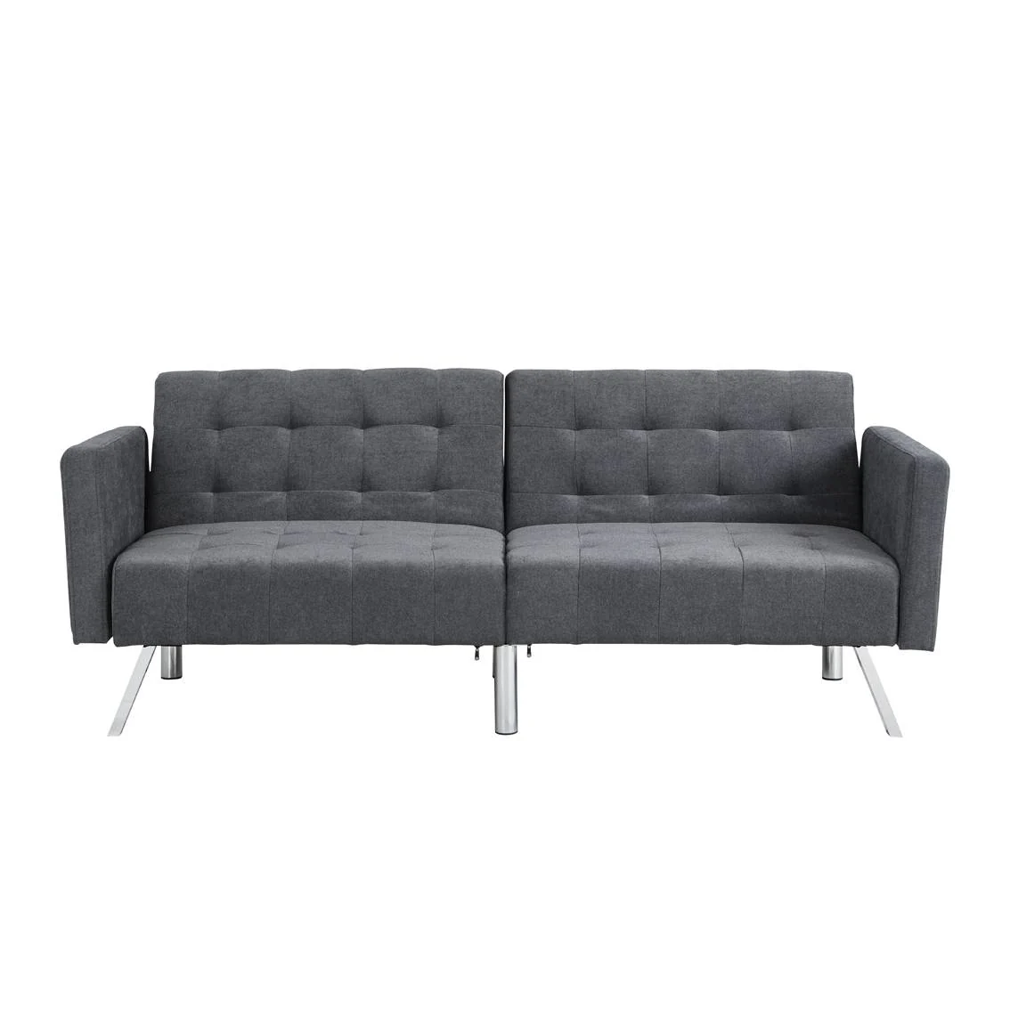 Dark Gray Linen Sleeper Sofa With Silver Legs By Homeroots - Image 5