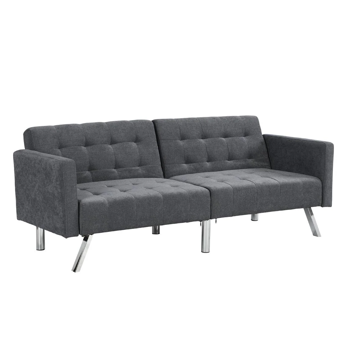 Dark Gray Linen Sleeper Sofa With Silver Legs By Homeroots - Image 6