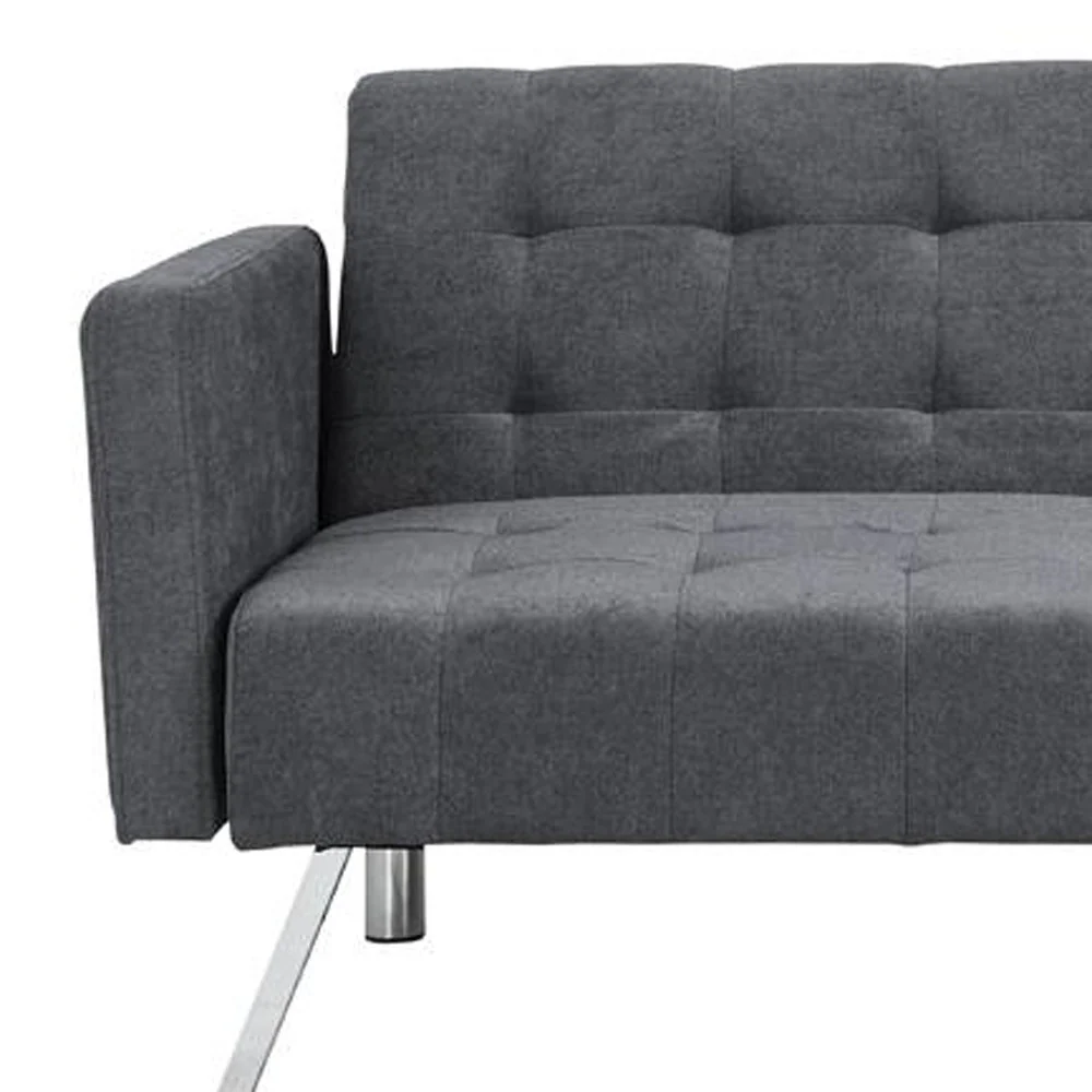 Dark Gray Linen Sleeper Sofa With Silver Legs By Homeroots - Image 7