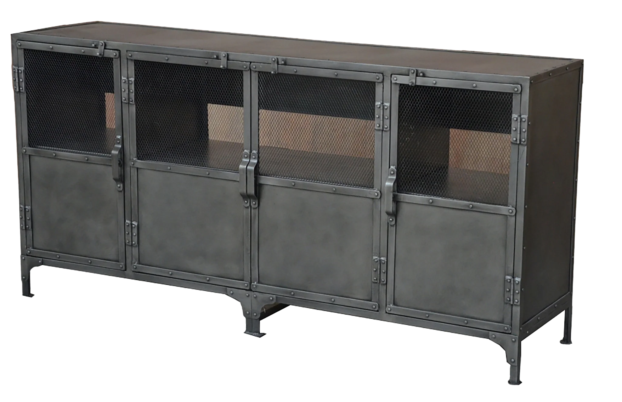 Dark Gray Metal Enclosed Storage TV Stand By Homeroots - Image 3