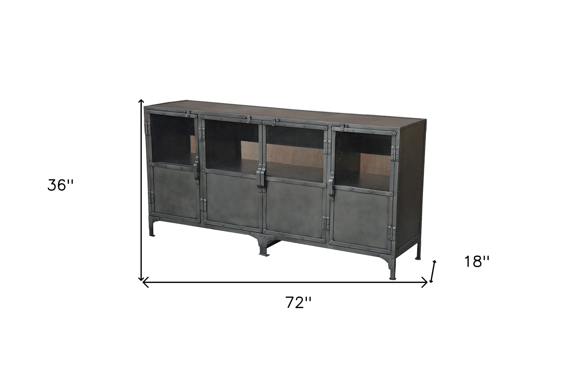 Dark Gray Metal Enclosed Storage TV Stand By Homeroots - Image 7