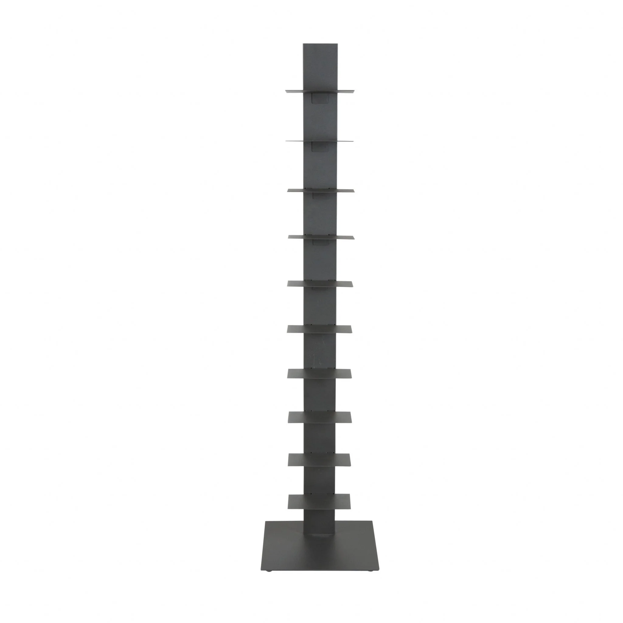Dark Gray Metal Ten Shelf Modern Tower Bookcase By Homeroots - Image 2