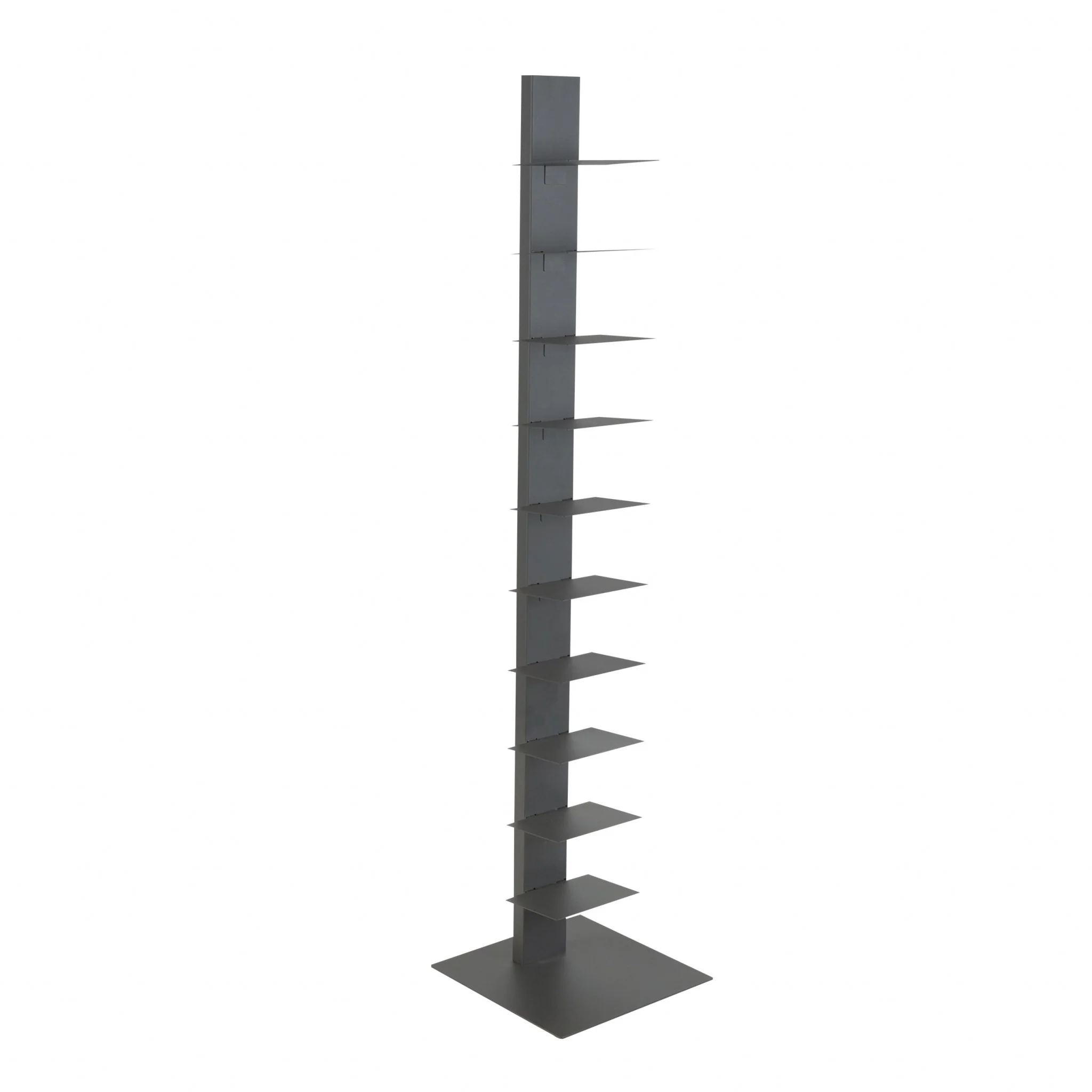 Dark Gray Metal Ten Shelf Modern Tower Bookcase By Homeroots - Image 3