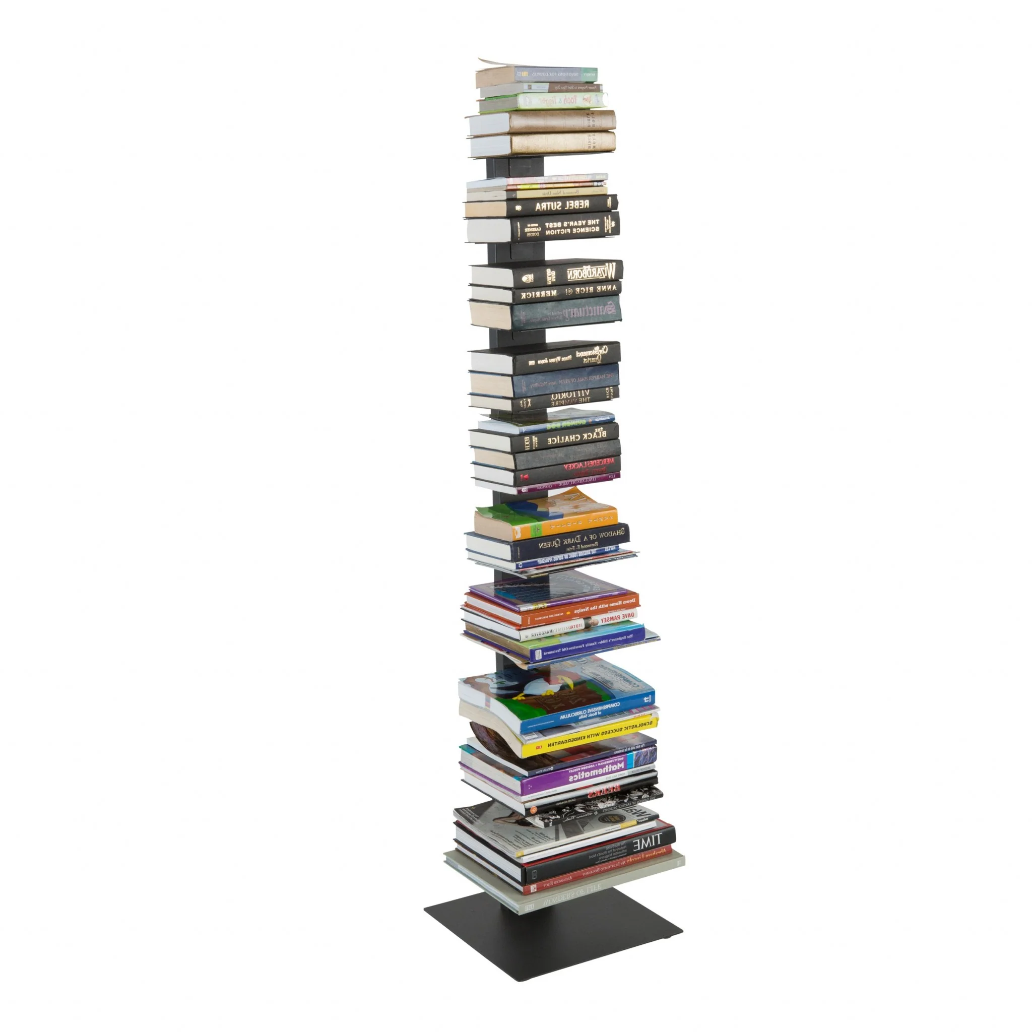 Dark Gray Metal Ten Shelf Modern Tower Bookcase By Homeroots - Image 4
