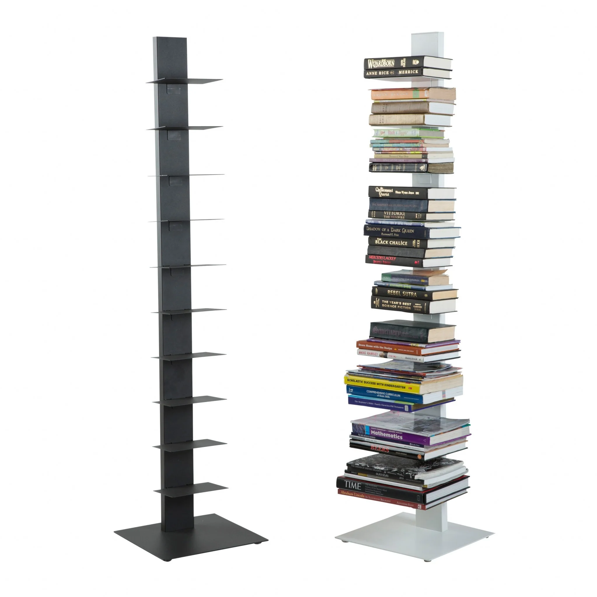 Dark Gray Metal Ten Shelf Modern Tower Bookcase By Homeroots - Image 5