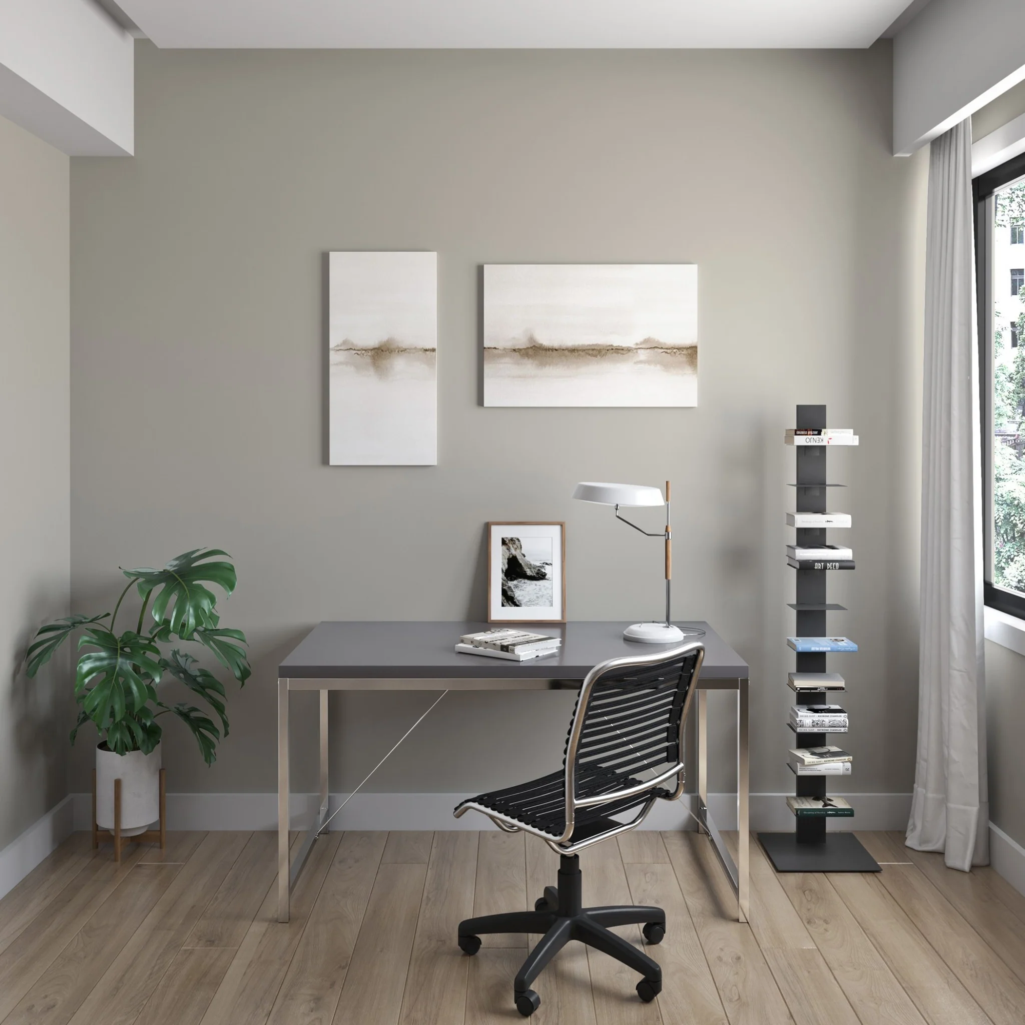 Dark Gray Metal Ten Shelf Modern Tower Bookcase By Homeroots - Image 8