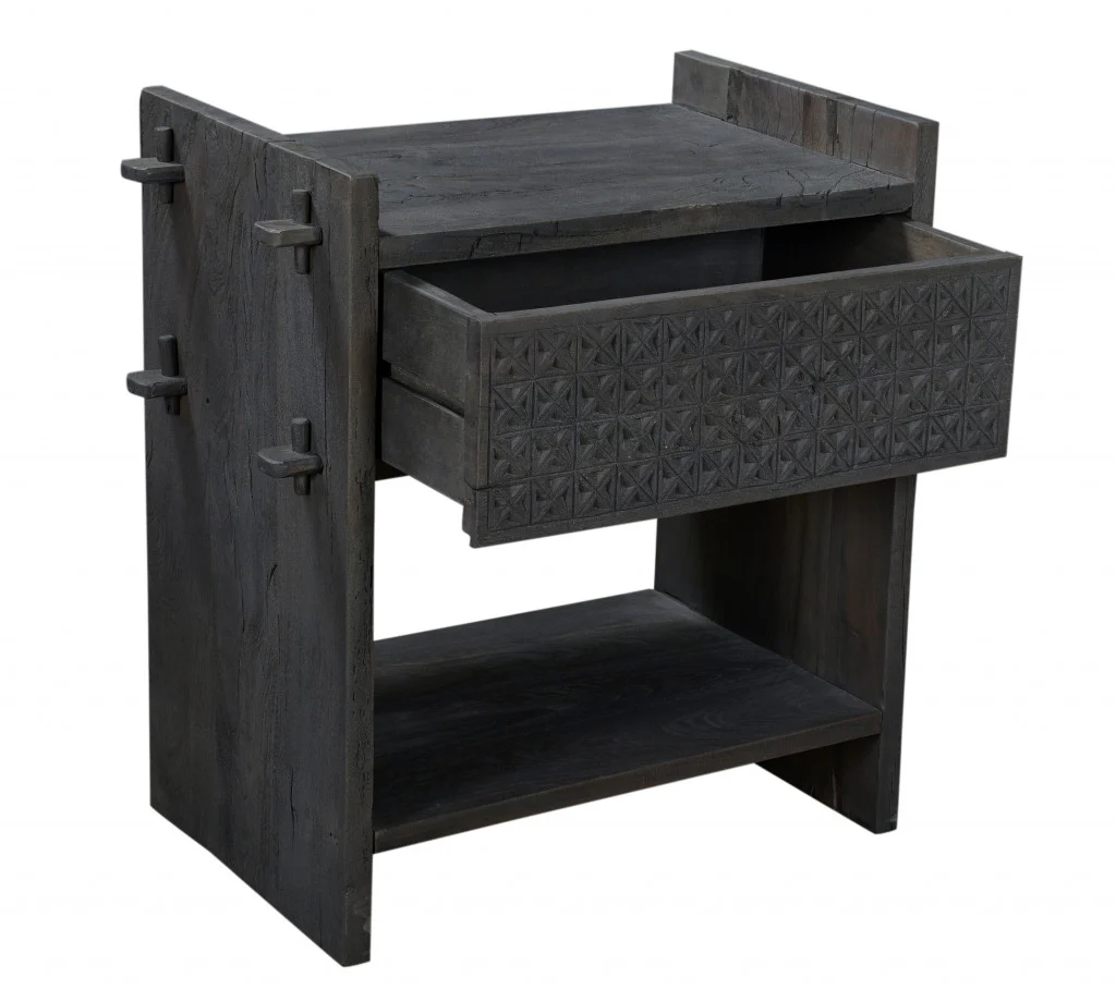 Dark Gray One Drawer Nightstand By Homeroots - Image 2