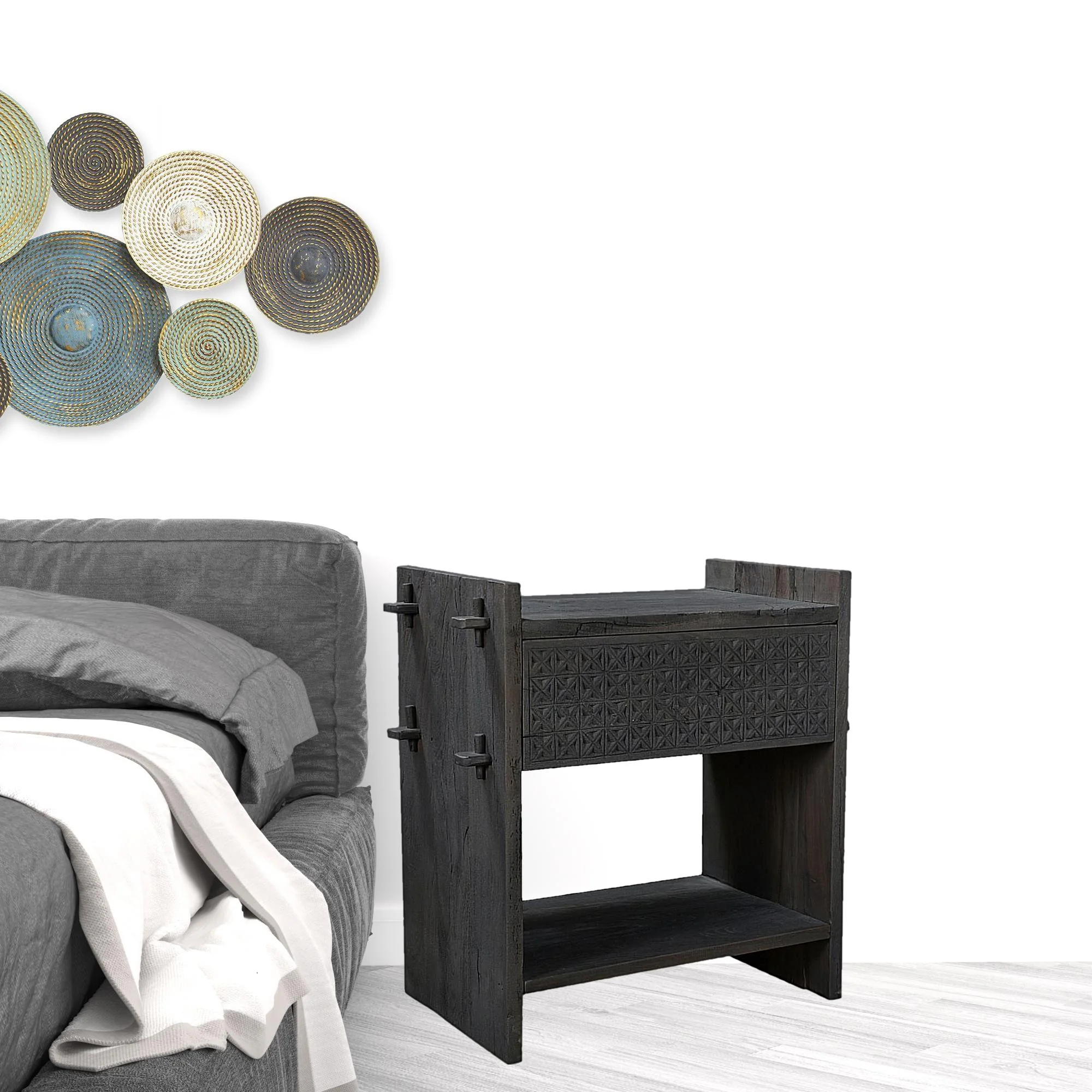 Dark Gray One Drawer Nightstand By Homeroots - Image 3