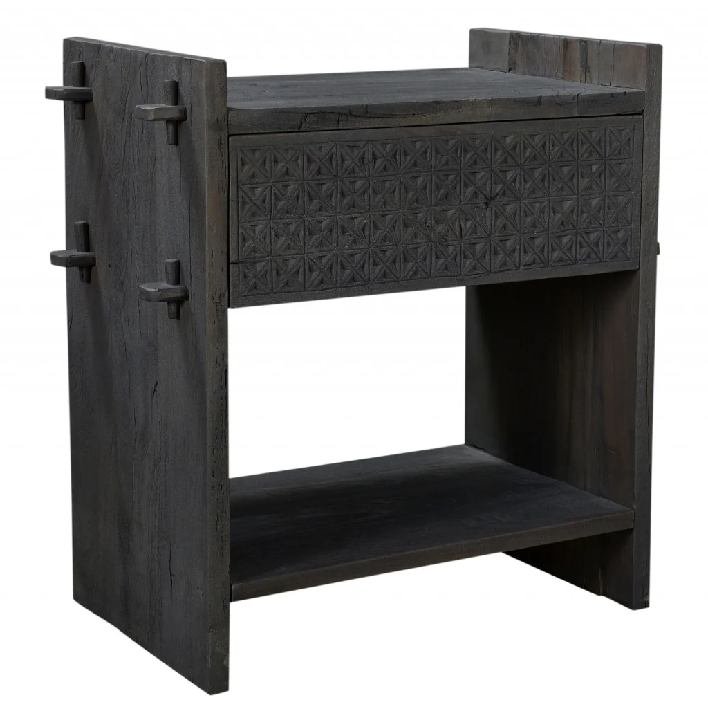 Dark Gray One Drawer Nightstand By Homeroots - Image 4