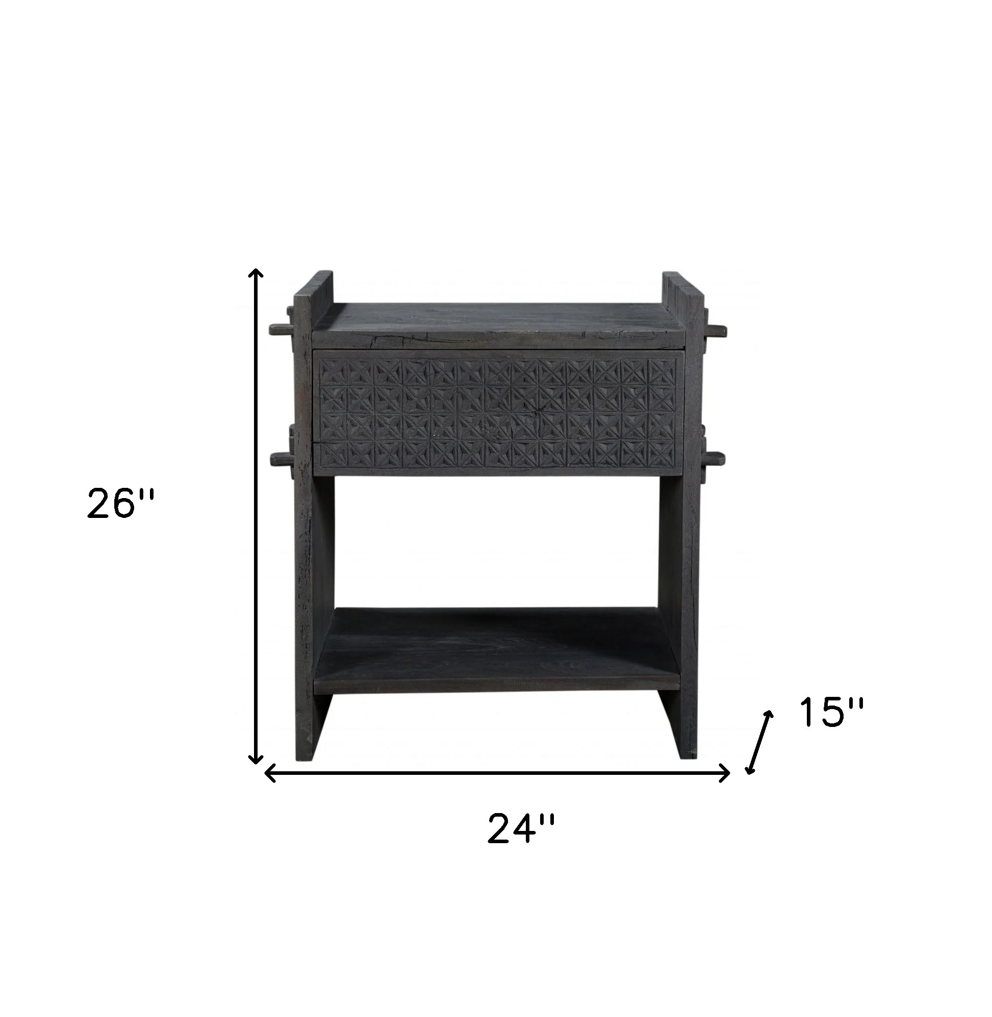 Dark Gray One Drawer Nightstand By Homeroots - Image 6