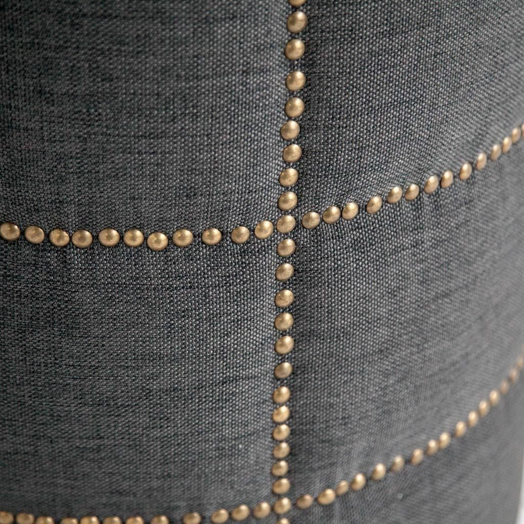 Dark Gray Ottoman with Metal Detailing By Homeroots - Image 3
