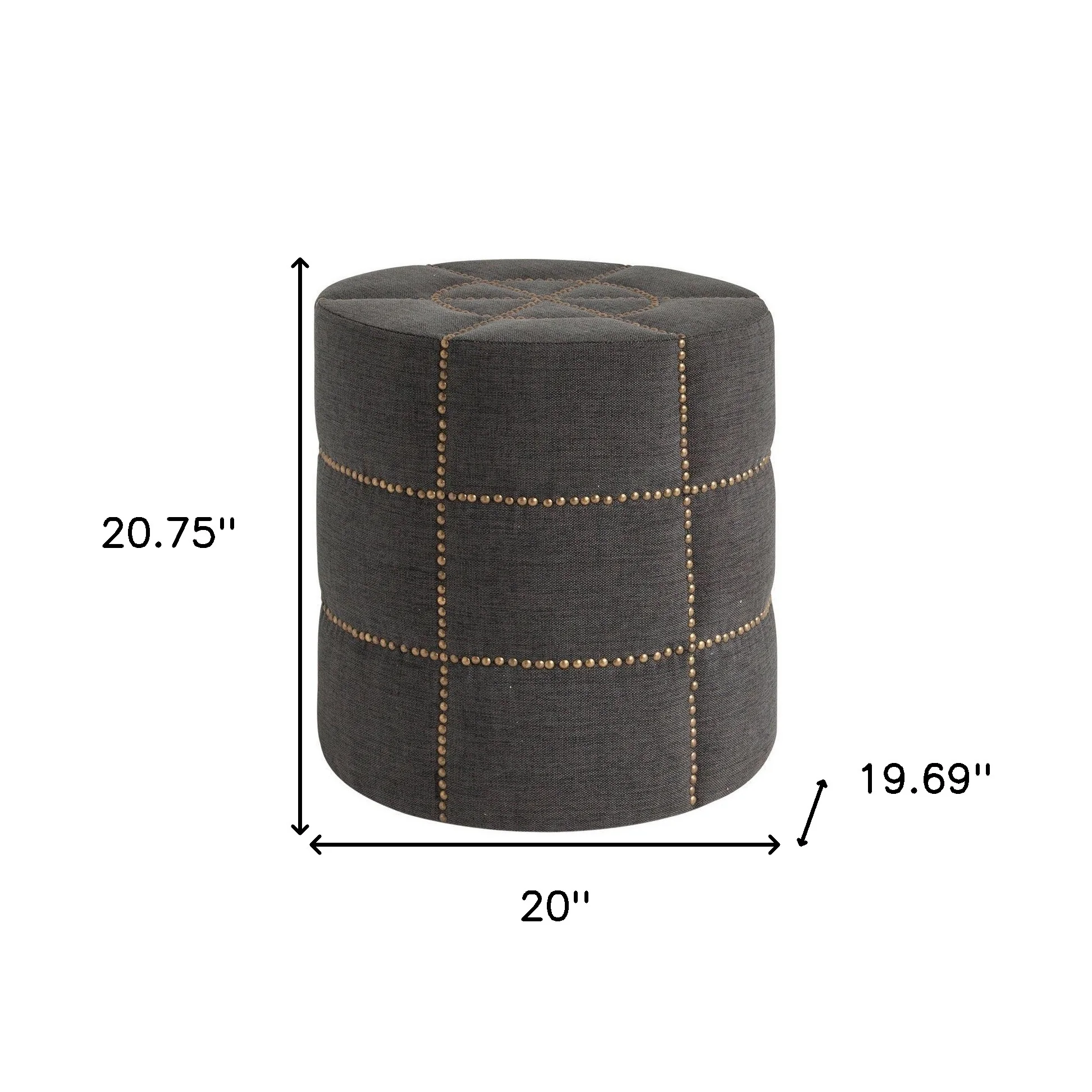 Dark Gray Ottoman with Metal Detailing By Homeroots - Image 6