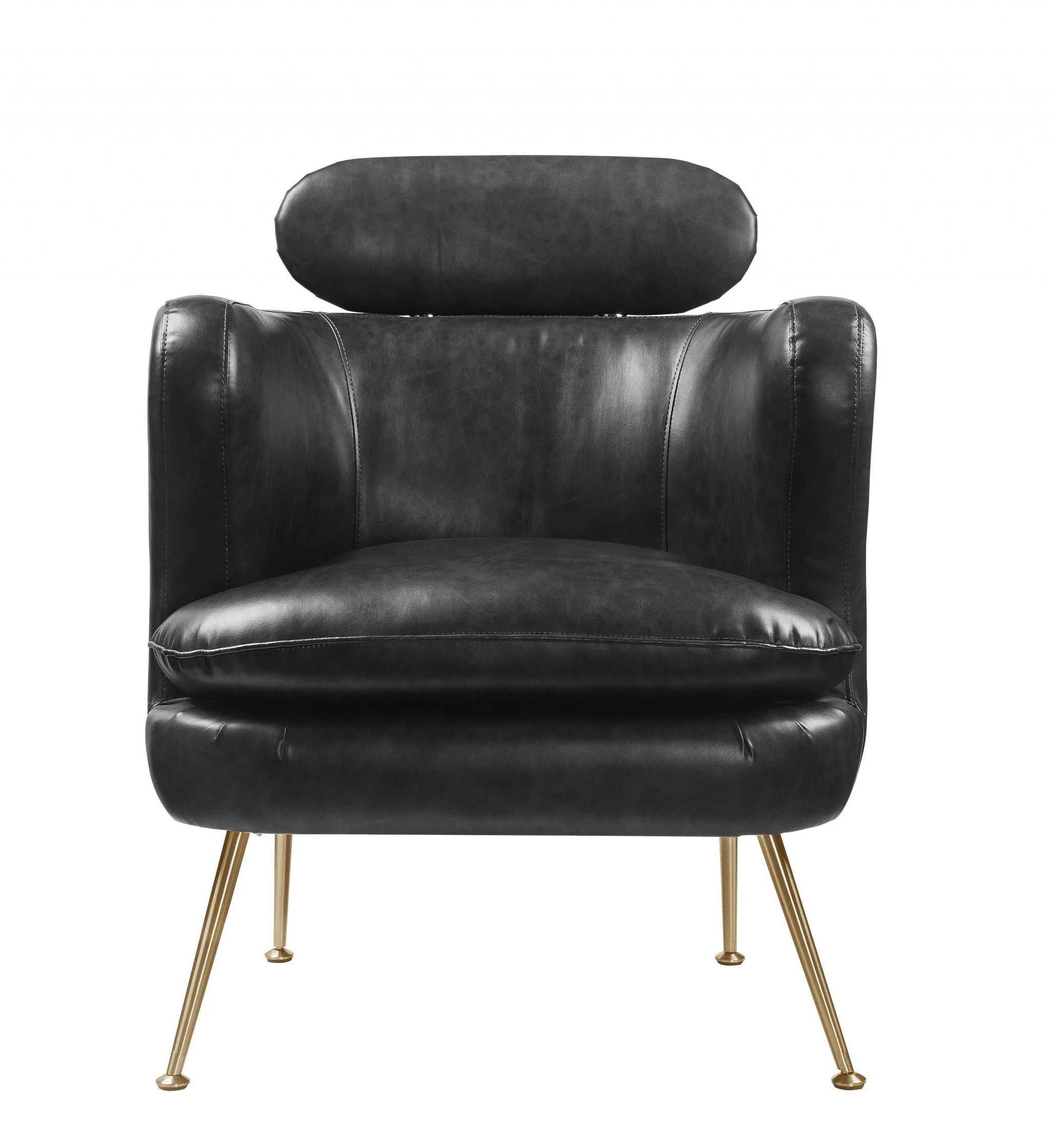 Dark Gray PU Upholstery Metal Leg Accent Chair By Homeroots - Image 3