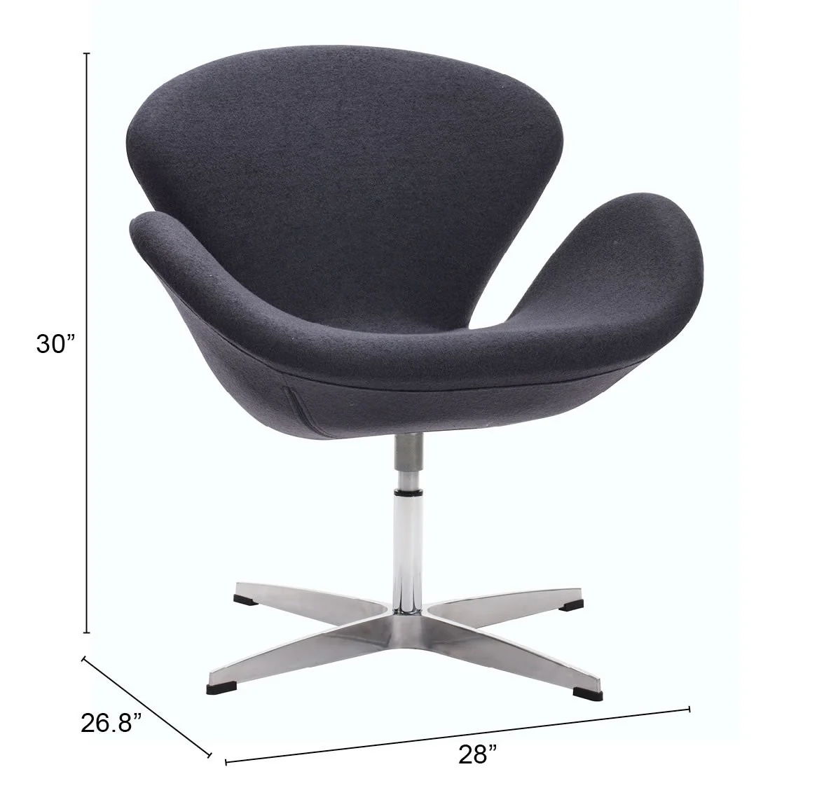Dark Gray Scoop Swivel Chair By Homeroots - Image 6