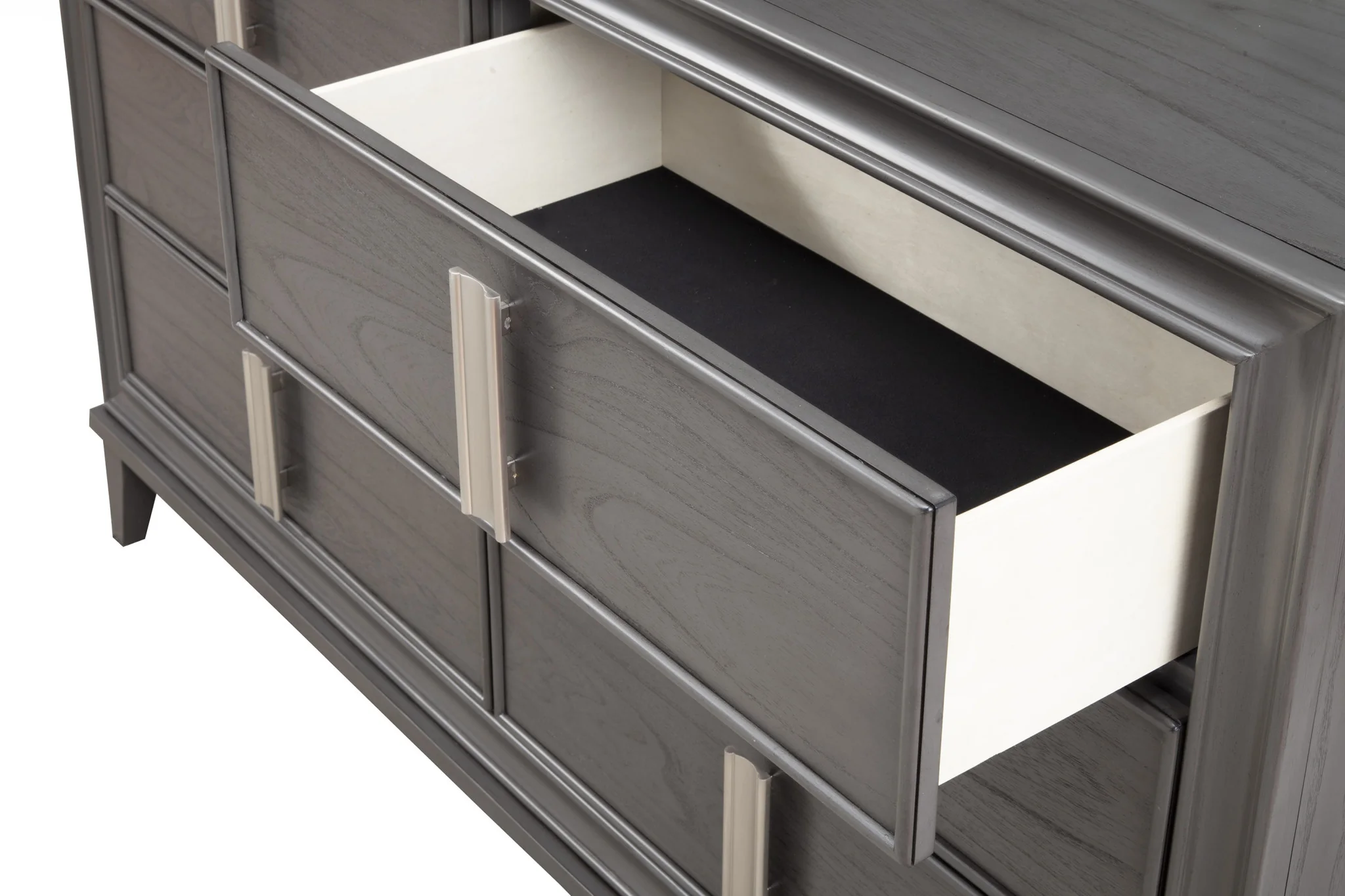 Dark Gray Solid Wood Six Drawer Double Dresser By Homeroots - Image 5