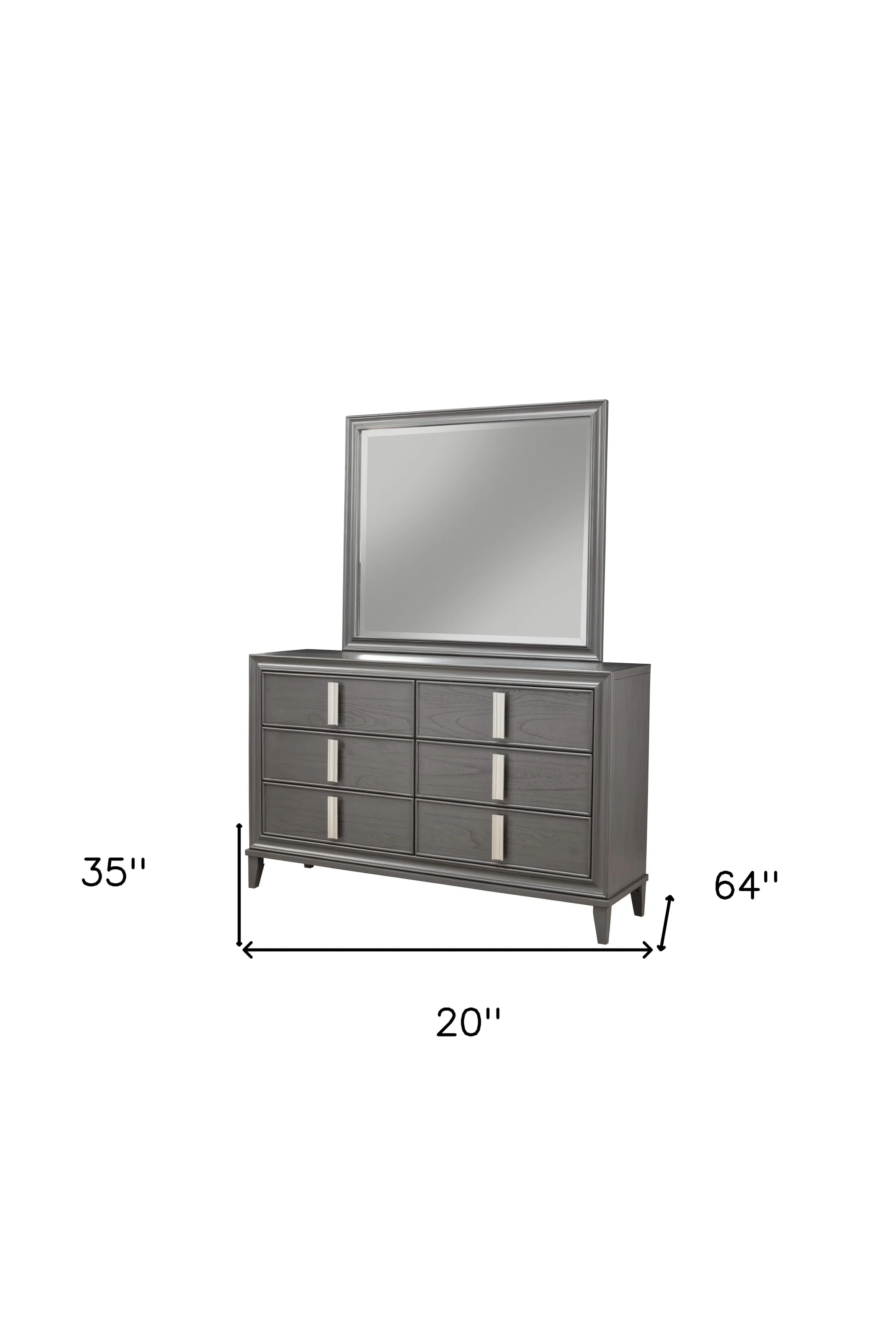 Dark Gray Solid Wood Six Drawer Double Dresser By Homeroots - Image 6