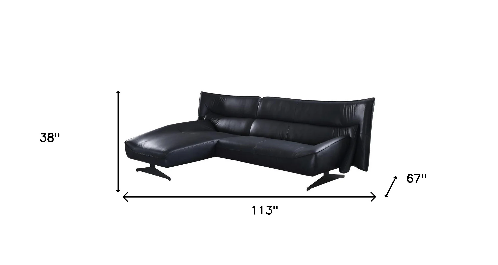 Dark Gray Top Grain Leather L Shaped Two Piece Sofa and Chaise Sectional By Homeroots - Image 3