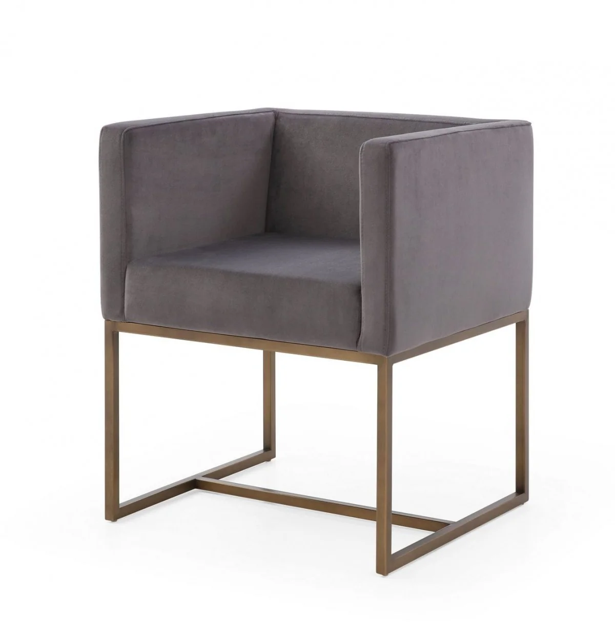 Dark Gray Velvet Antique Brass Dining Chair By Homeroots - Image 2