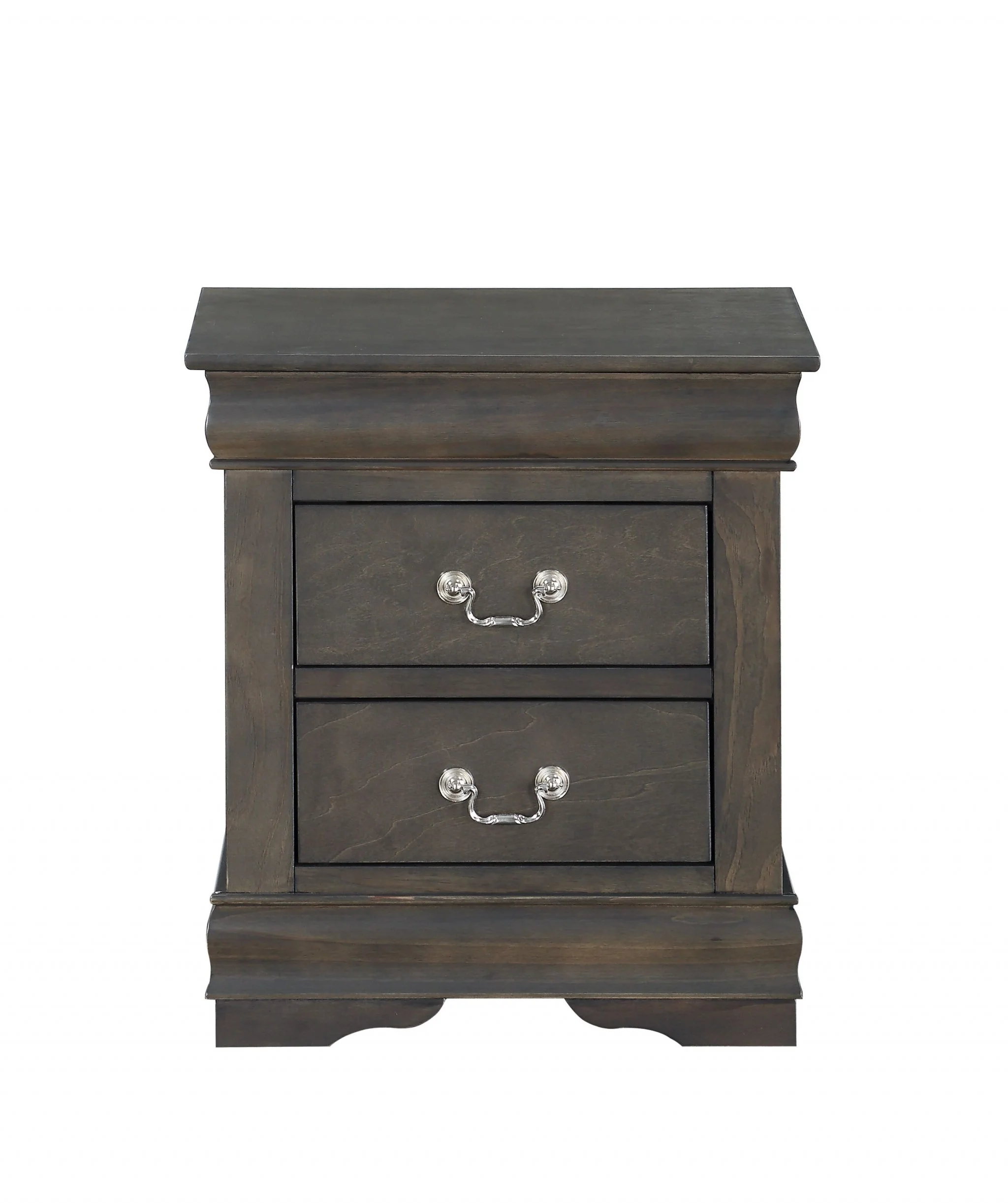 Dark Gray Wooden 2 Drawer Nightstand By Homeroots - Image 3